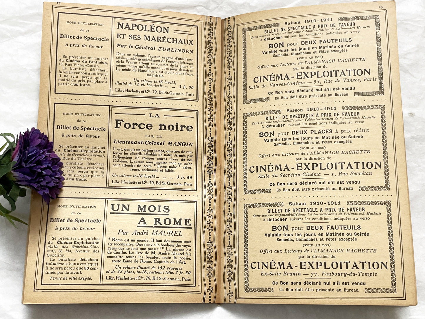 1910s - 42 pages Supplement to the Hachette Almanac – Theatre Ticket Booklet – Paris 1911