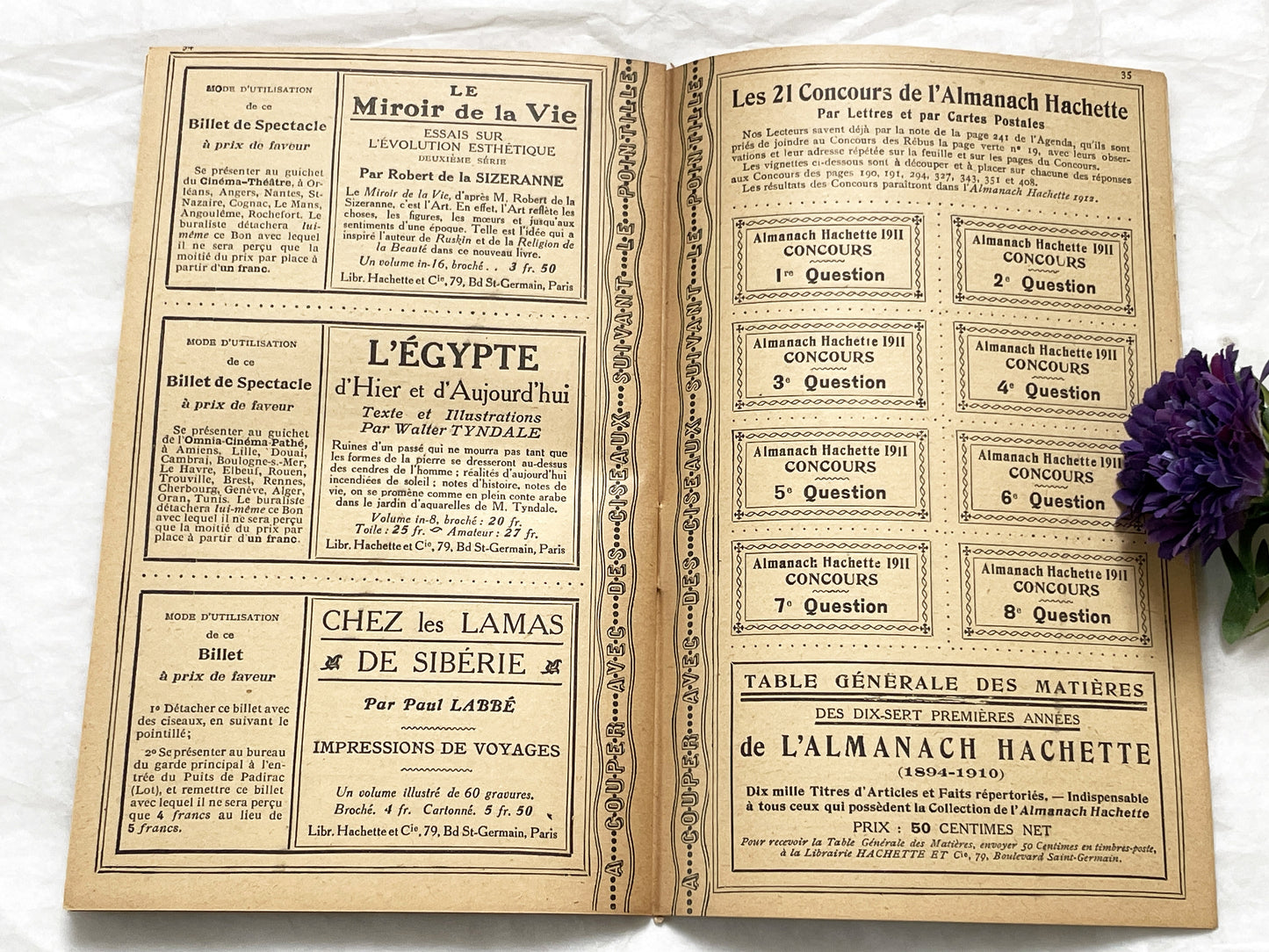 1910s - 42 pages Supplement to the Hachette Almanac – Theatre Ticket Booklet – Paris 1911