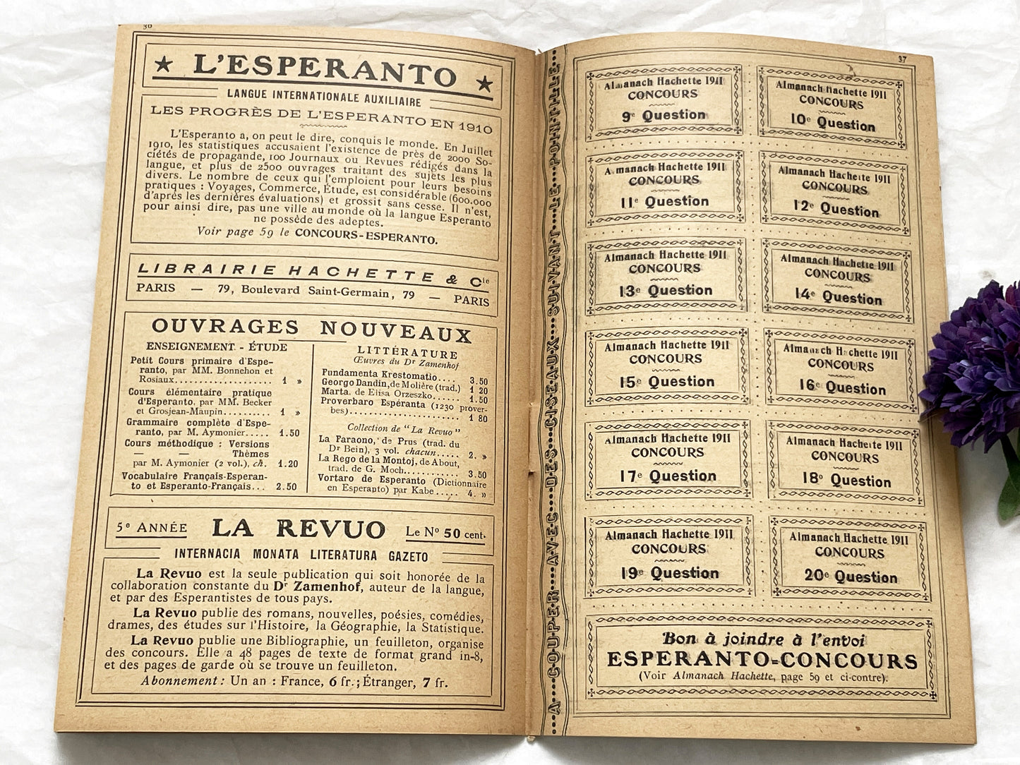 1910s - 42 pages Supplement to the Hachette Almanac – Theatre Ticket Booklet – Paris 1911