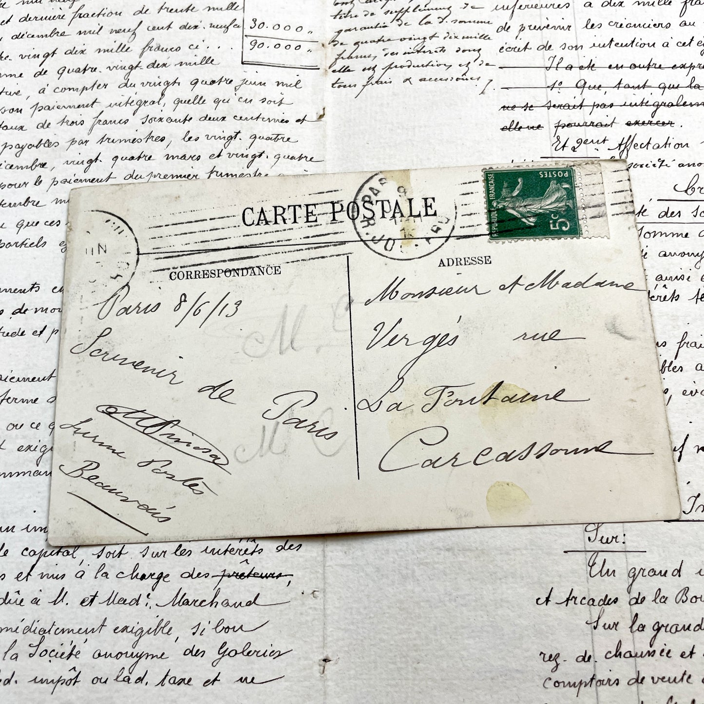 1910s - Vintage Paris Postcard - Place De La Bastille - July Column Genie De La Liberte Statue - Horse Drawn Carriages - French Memorabilia