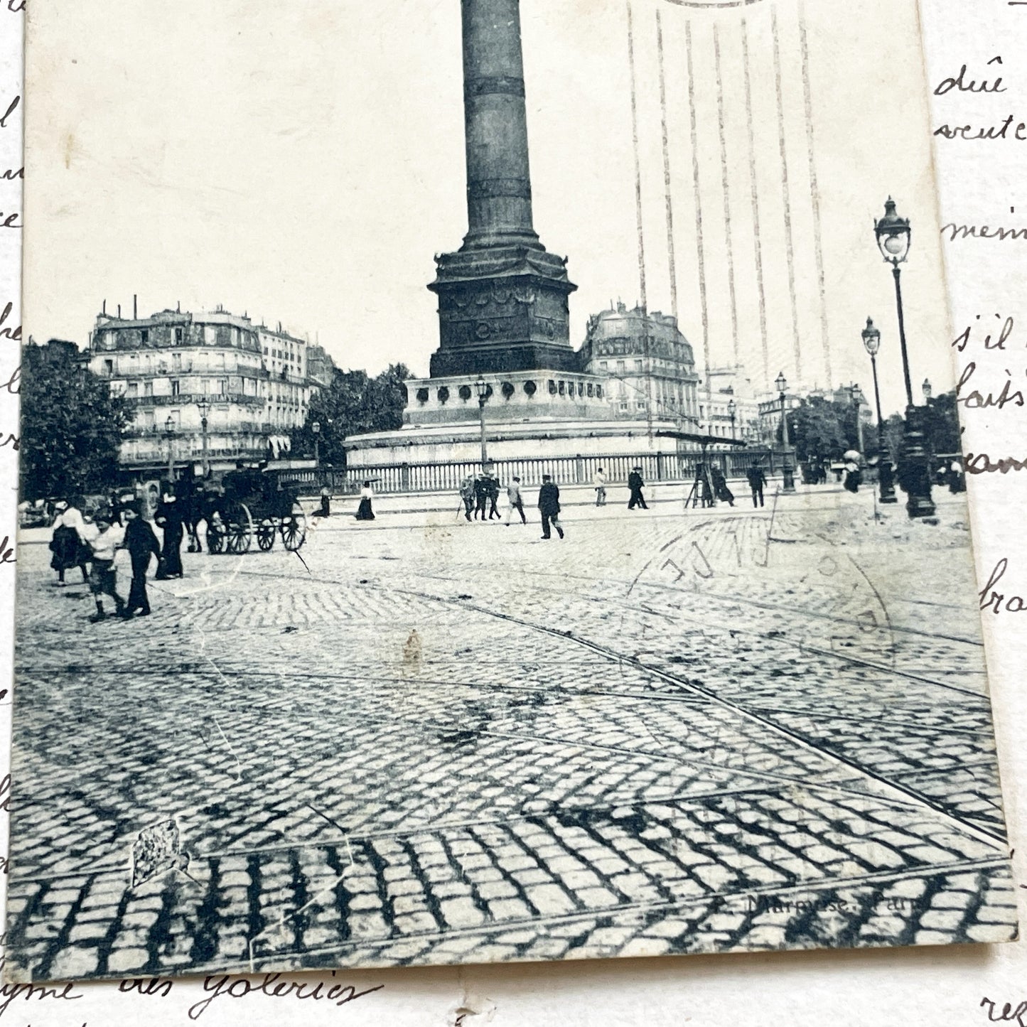 1910s - Vintage Paris Postcard - Historic July Column Bastille - French Capital City Landmark - Architectural Urban Scene Ephemera Art