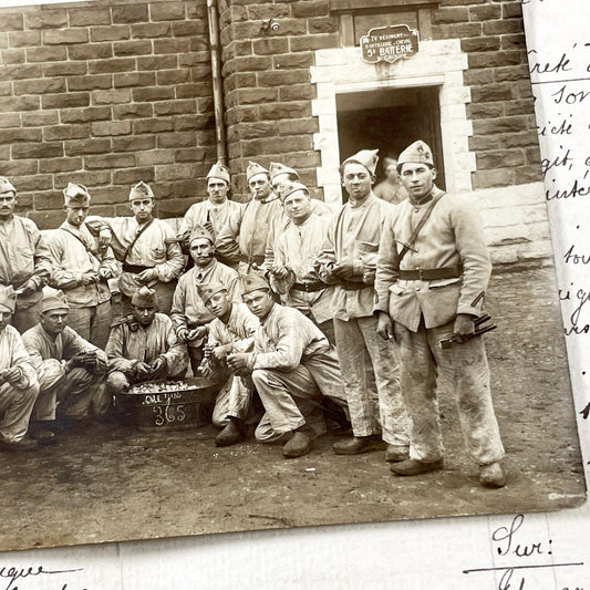 1910s - French Horse Artillery Soldiers - World War I Era Military Group Portrait - Vintage Sepia Photograph - French Army History