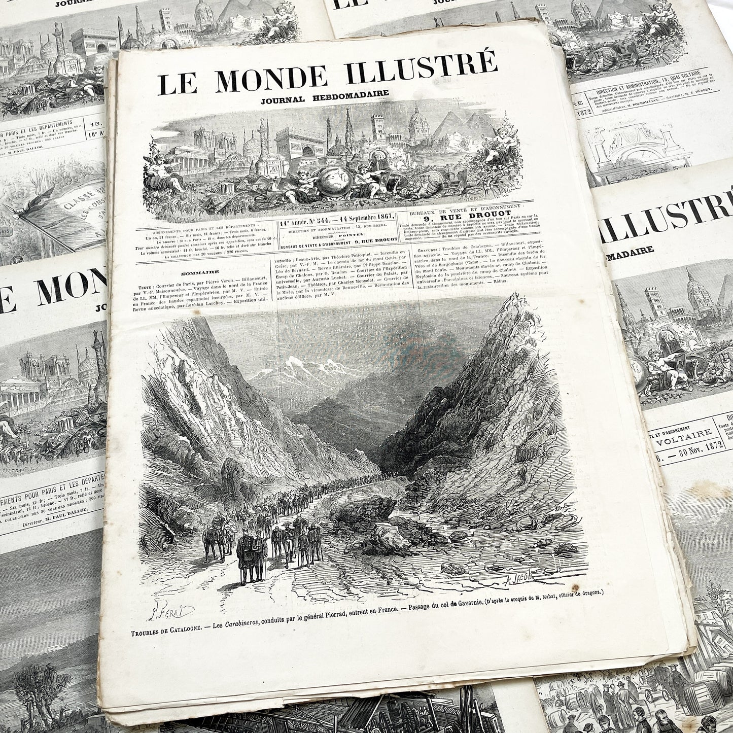 1860s - Stunning newspaper "Le monde illustré" with beautiful engravings - French newspaper from 1867 - 16 pages