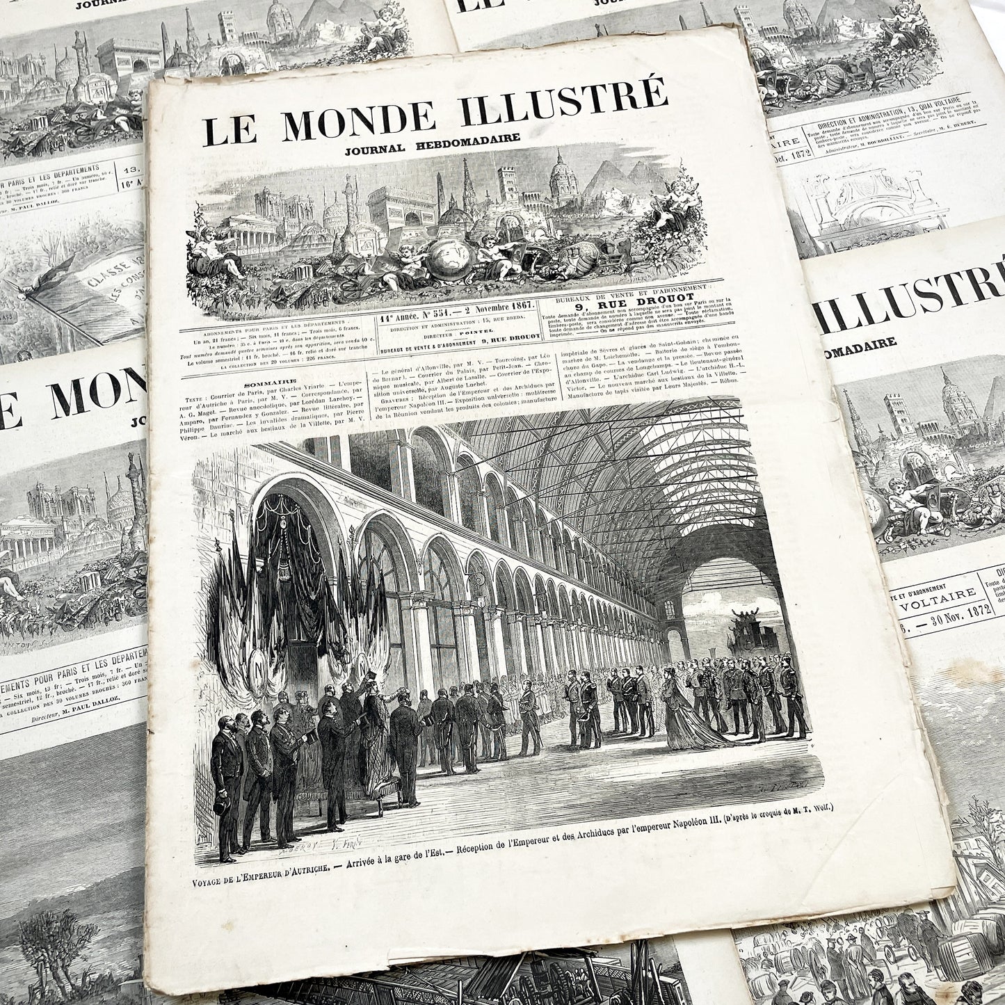1860s - Stunning newspaper "Le monde illustré" with beautiful engravings - French newspaper from 1867 - 16 pages