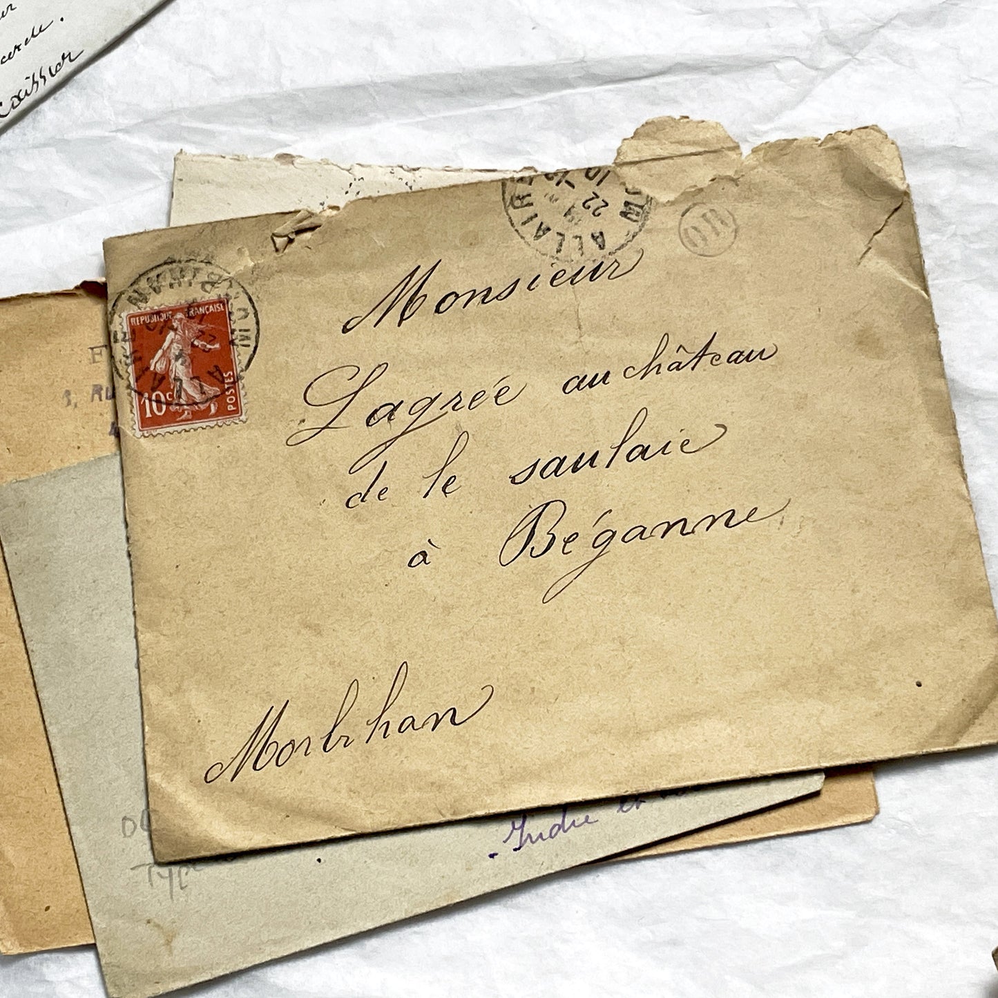 1910s - Lot of 10 Vintage French Envelopes – 1910s/1920s Ephemera for Junk Journals, Collage & Paper Crafts