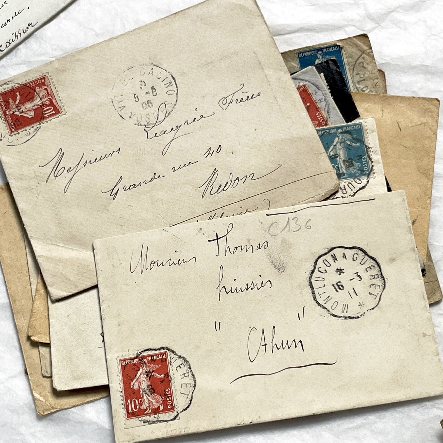 1910s - Lot of 10 Vintage French Envelopes – 1910s/1920s Ephemera for Junk Journals, Collage & Paper Crafts