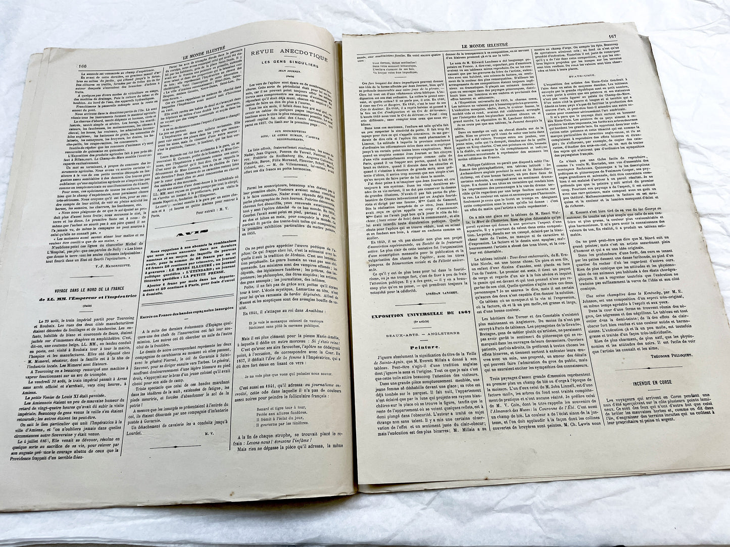 1860s - Stunning newspaper "Le monde illustré" with beautiful engravings - French newspaper from 1867 - 16 pages