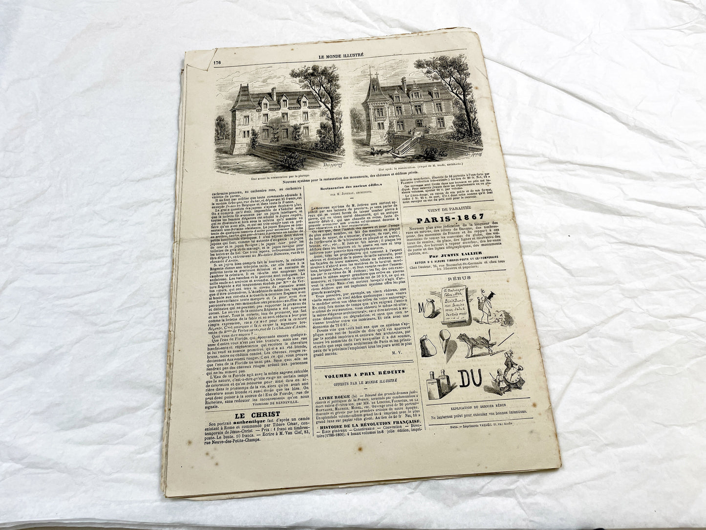 1860s - Stunning newspaper "Le monde illustré" with beautiful engravings - French newspaper from 1867 - 16 pages