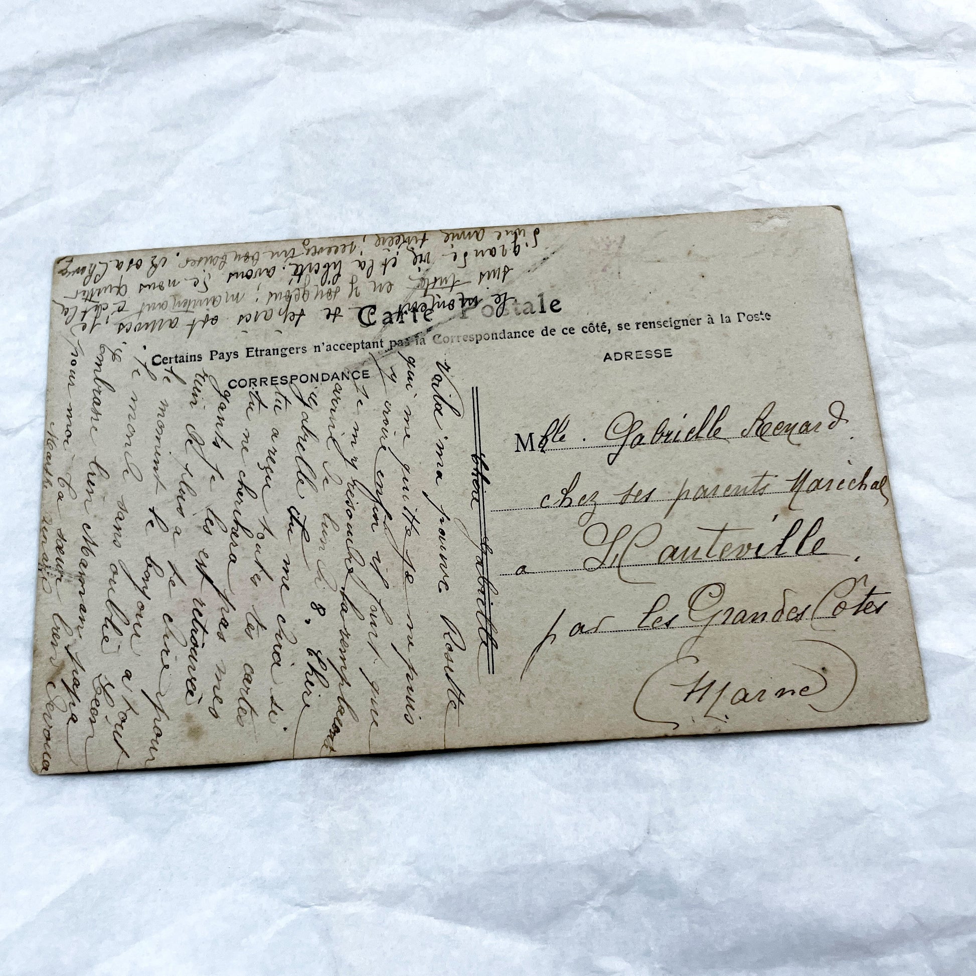 1900s - Antique French Postcard - Lucky Lily Of The Valley - Romantic Couple - Hand-Colored Edwardian Era Ephemera Collectible