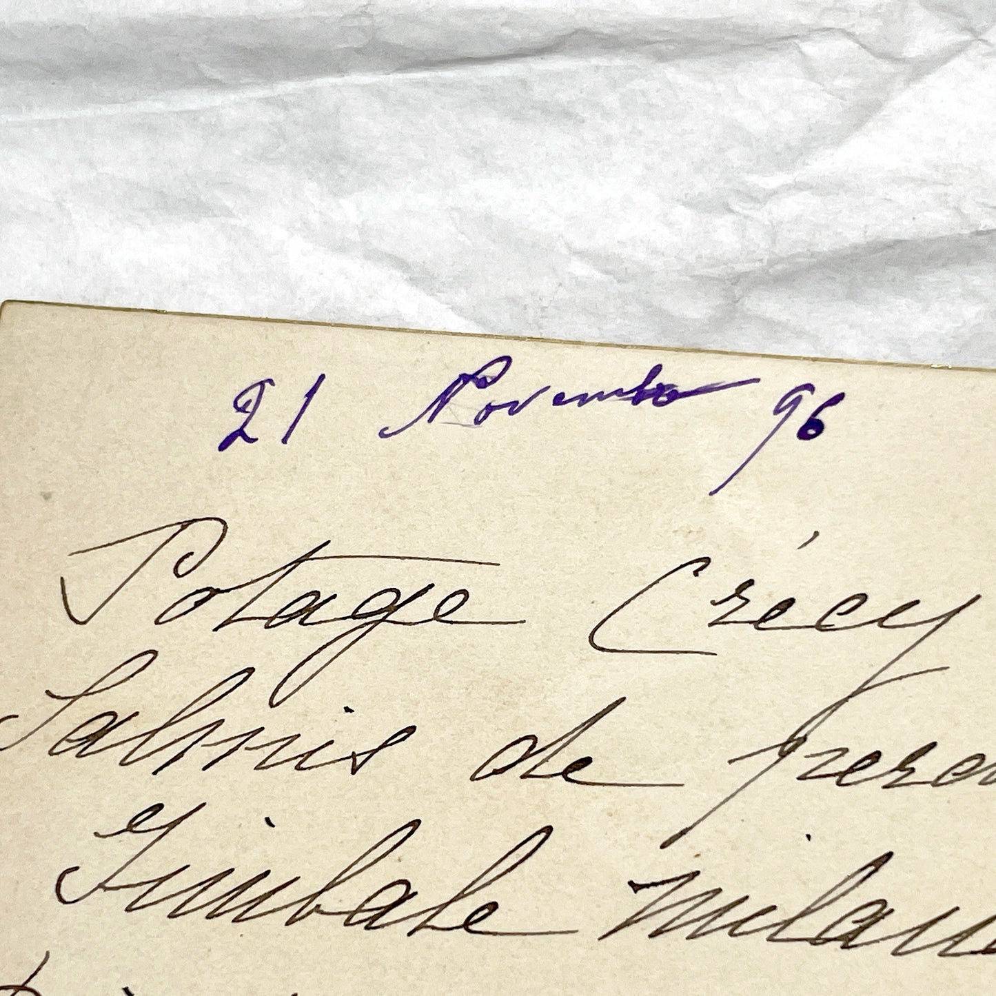 Late 19th - Handwritten French Menu Card - Elegant Dinner - Foie Gras - Roasted Turkey - Charlotte Gaufree - Culinary History Document