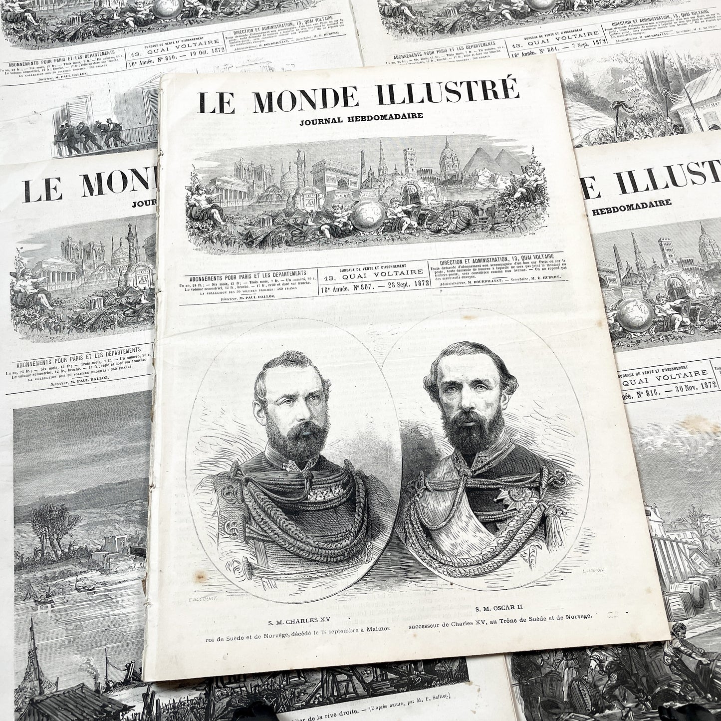 1870s - Stunning newspaper "Le monde illustré" with beautiful engravings - French newspaper from 1872 - 16 pages