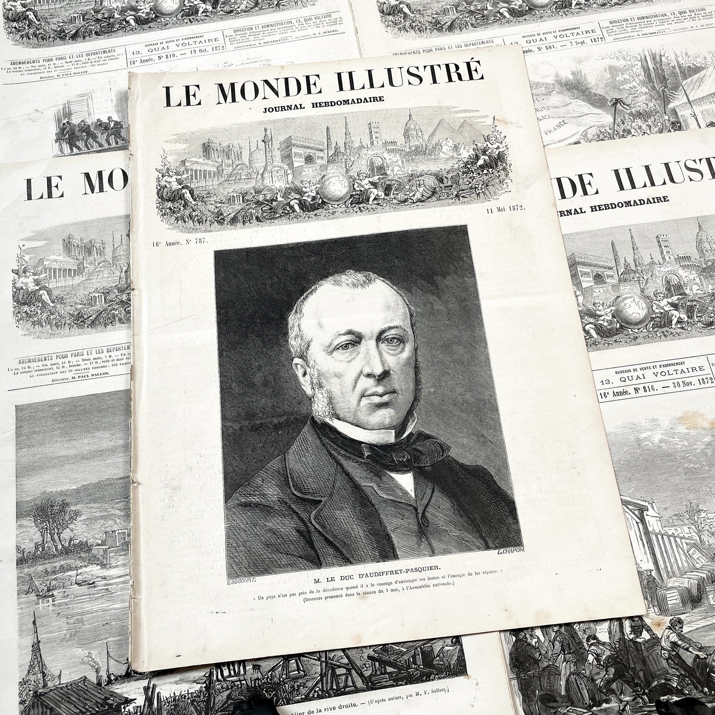 1870s - Stunning newspaper "Le monde illustré" with beautiful engravings - French newspaper from 1872 - 16 pages