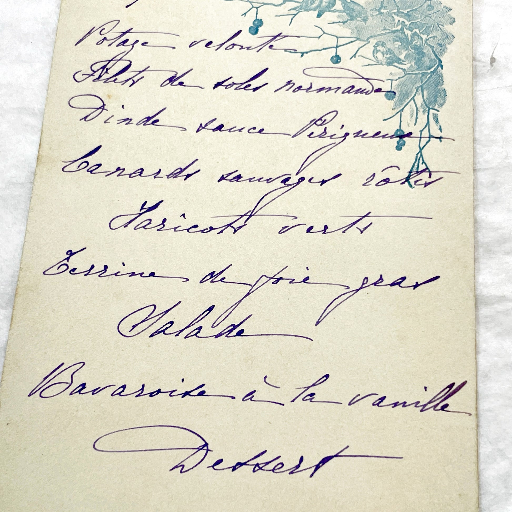 Late 19th - Vintage French Menu Card - Handwritten Dinner - Elegant Cuisine of 1896 - Historical Gastronomy Document