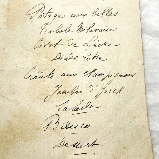 1890s - French Handwritten Menu Card - Elegant Culinary History - Vintage Dining Experience - December 1896 Festive Meal