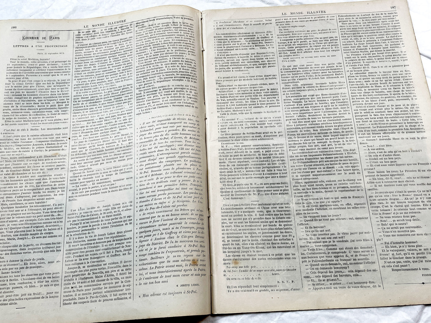 1870s - Stunning newspaper "Le monde illustré" with beautiful engravings - French newspaper from 1872 - 16 pages