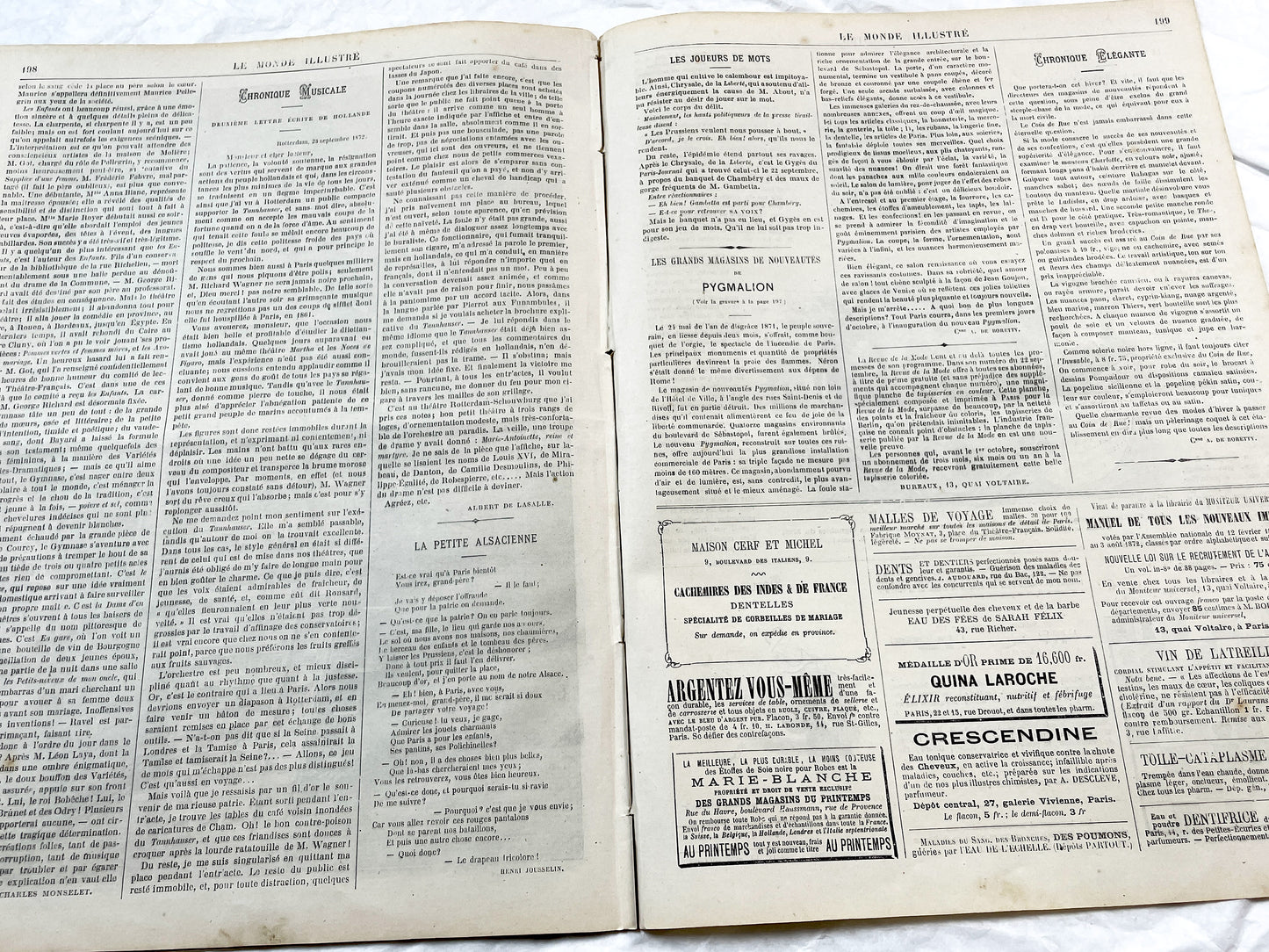 1870s - Stunning newspaper "Le monde illustré" with beautiful engravings - French newspaper from 1872 - 16 pages