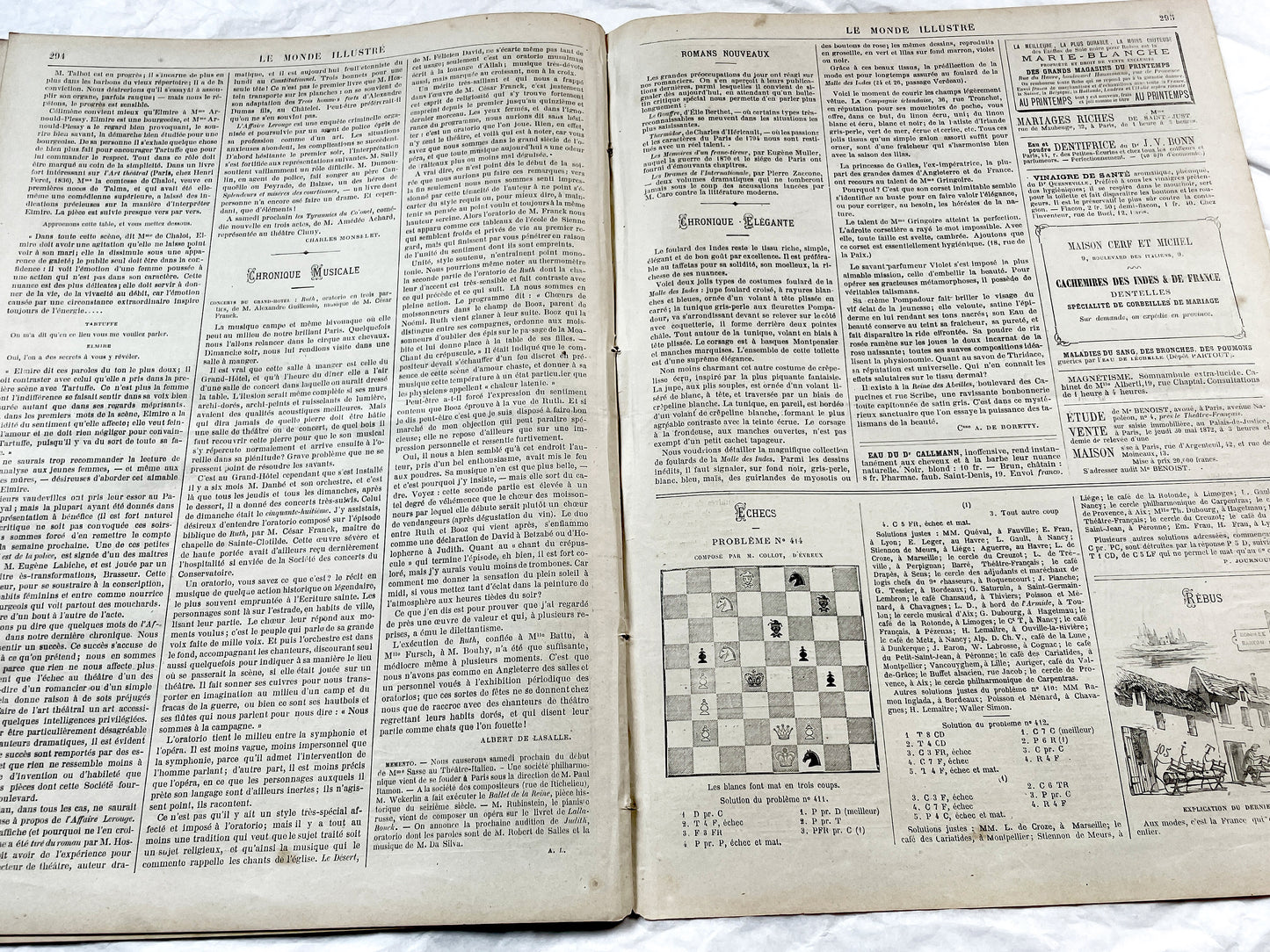 1870s - Stunning newspaper "Le monde illustré" with beautiful engravings - French newspaper from 1872 - 16 pages