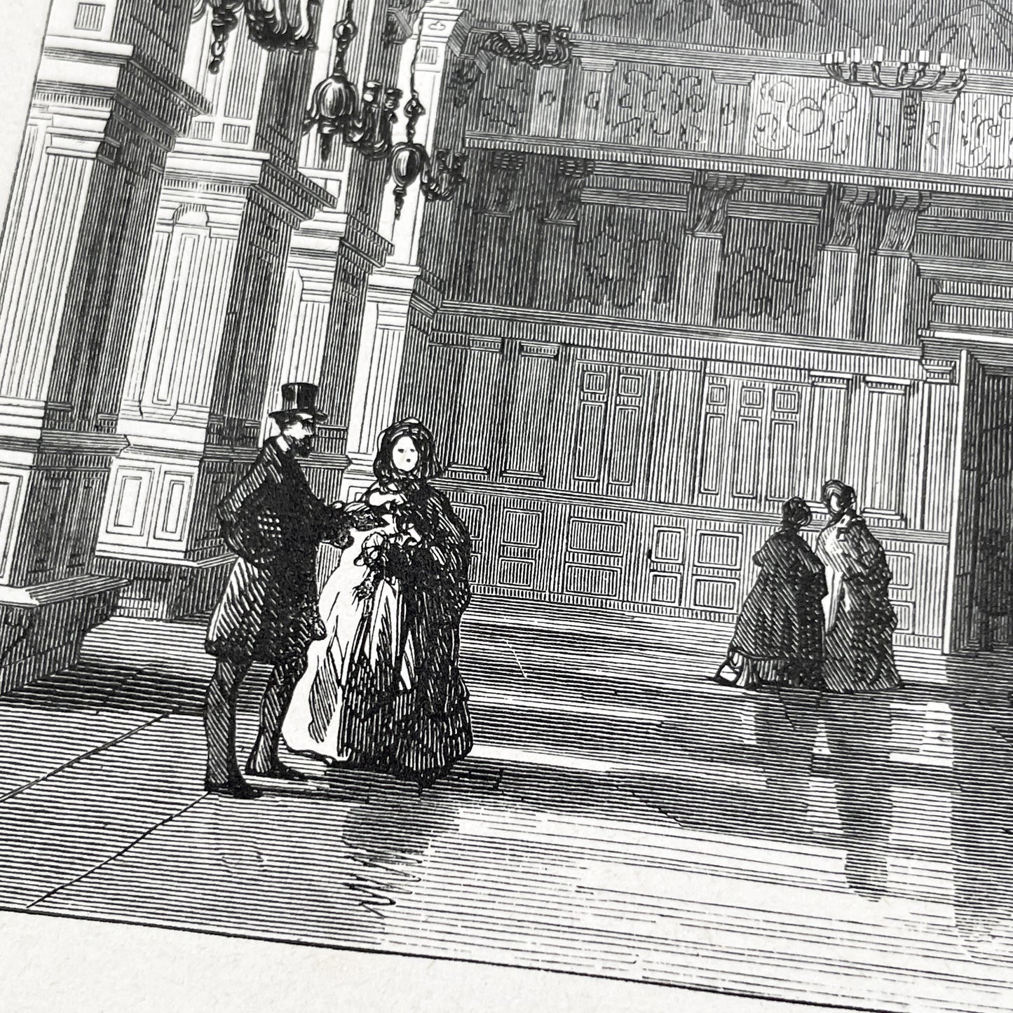 Late 19th - Detailed Engraving of Fontainebleau Salle de Henri II Grand Hall - Historic French Palace Interior View Art Print