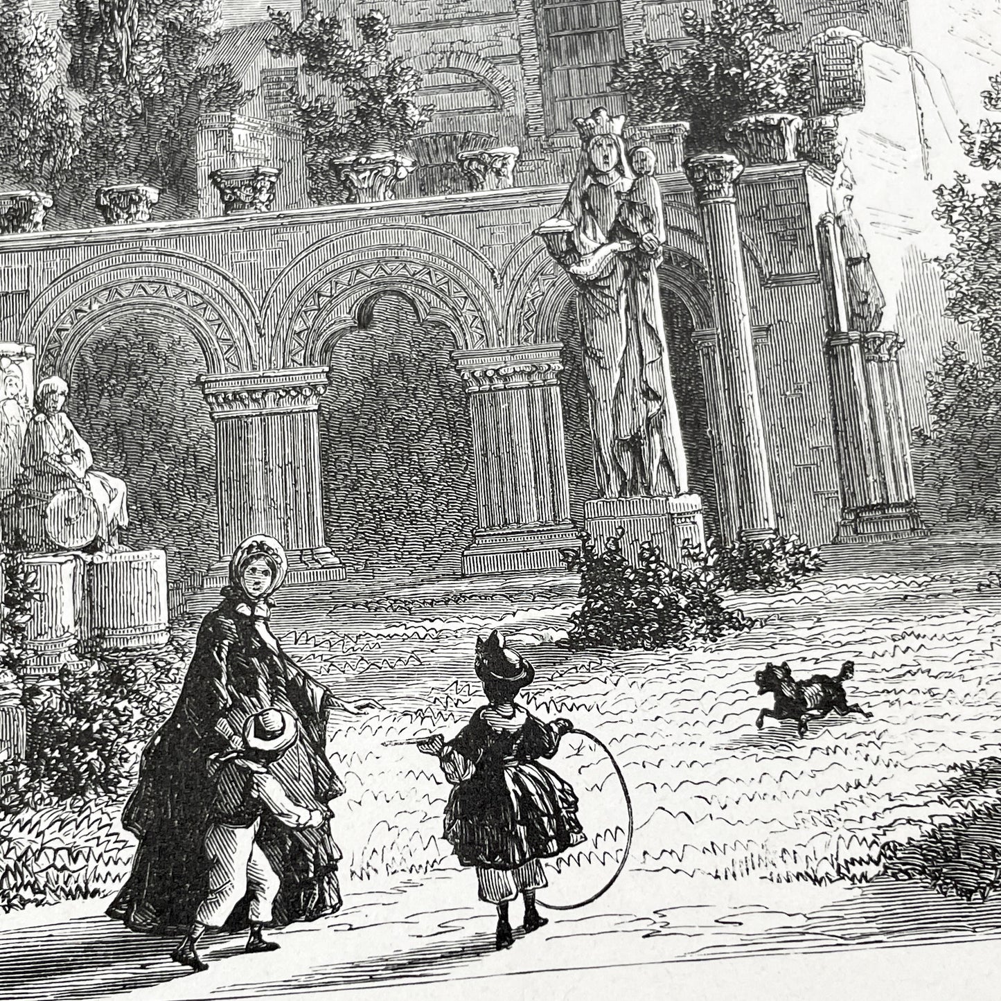 Late 19th - Palais des Thermes Engraving - Historic Parisian Landmark - French Architectural Art Print