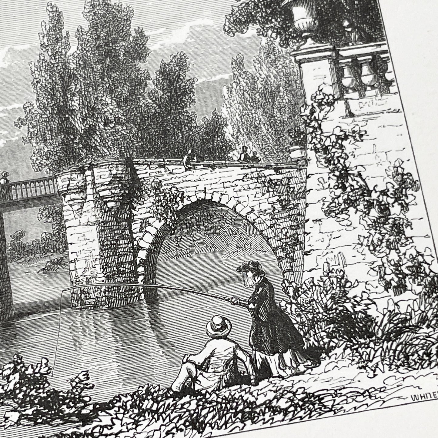 Late 19th - Detailed Vintage Engraving of Château de Chenonceau - French Renaissance Castle Architecture - Serene River Landscape Art Print