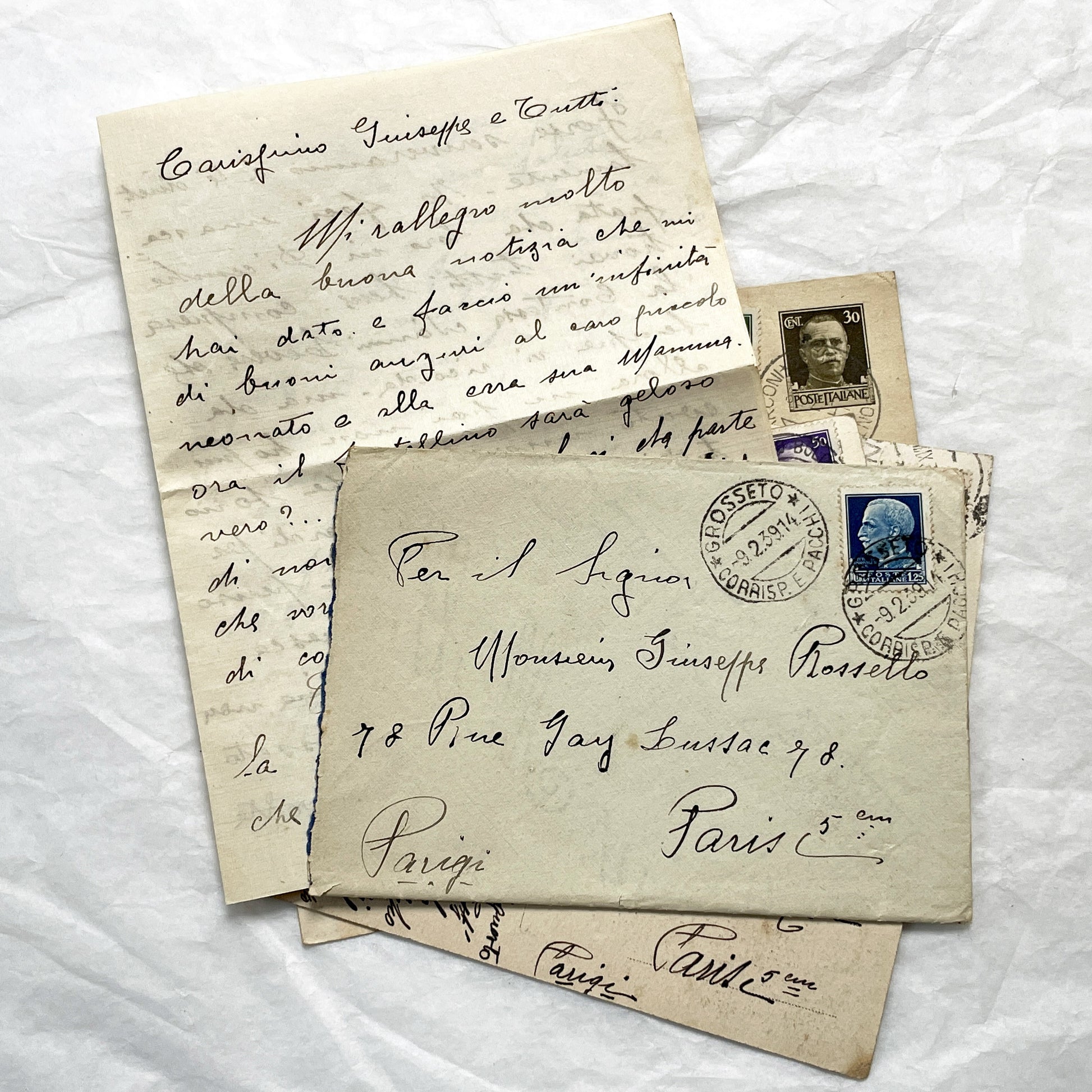 1930s - Vintage Italian Postcards Handwritten Letters - Historic European Correspondence Philately Collector Lot - From Italy to France