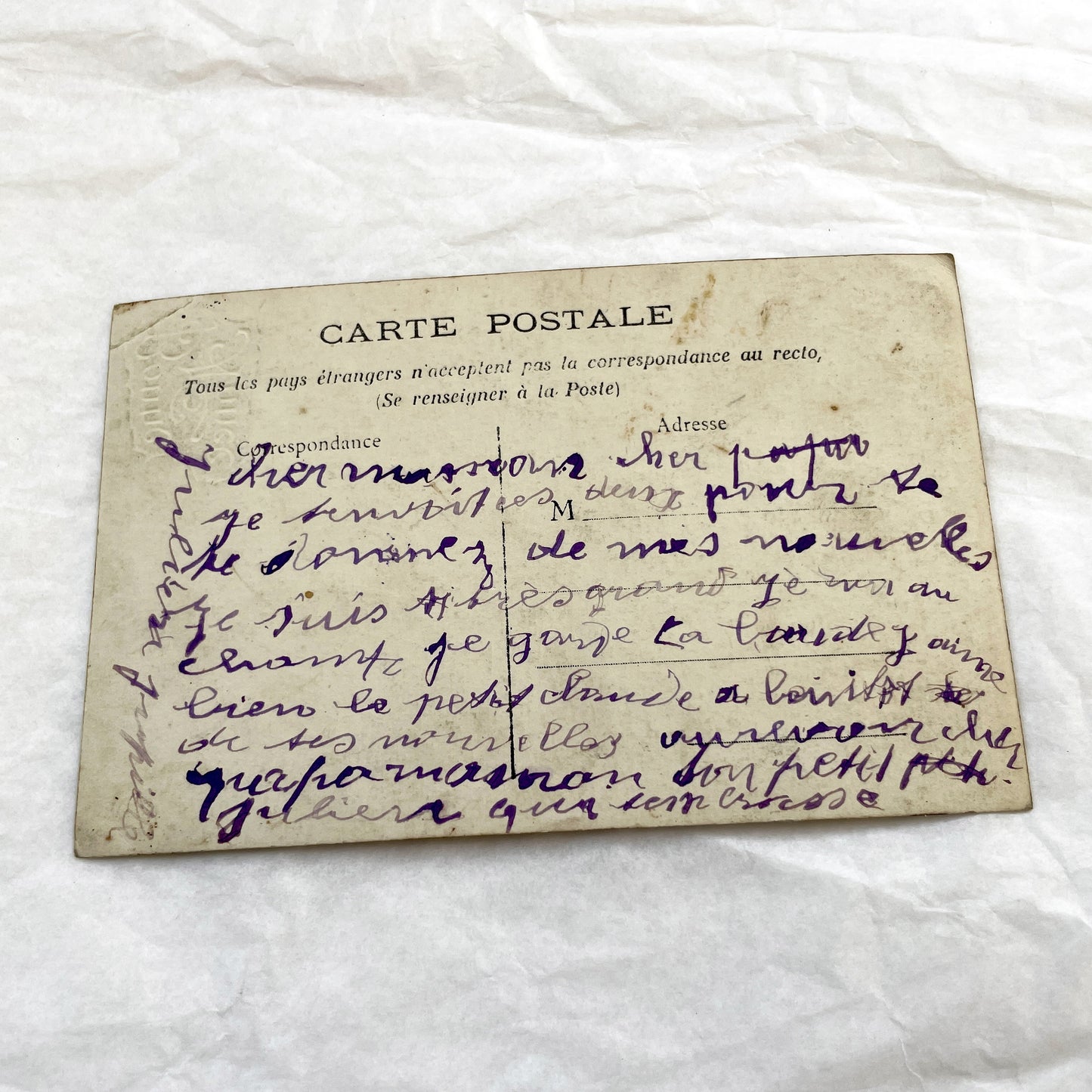 1900s - Antique French New Year Postcard - Young Girl in Fur - Hand-Tinted - Vintage Child Portrait - Winter Scene - Holiday Greeting Card