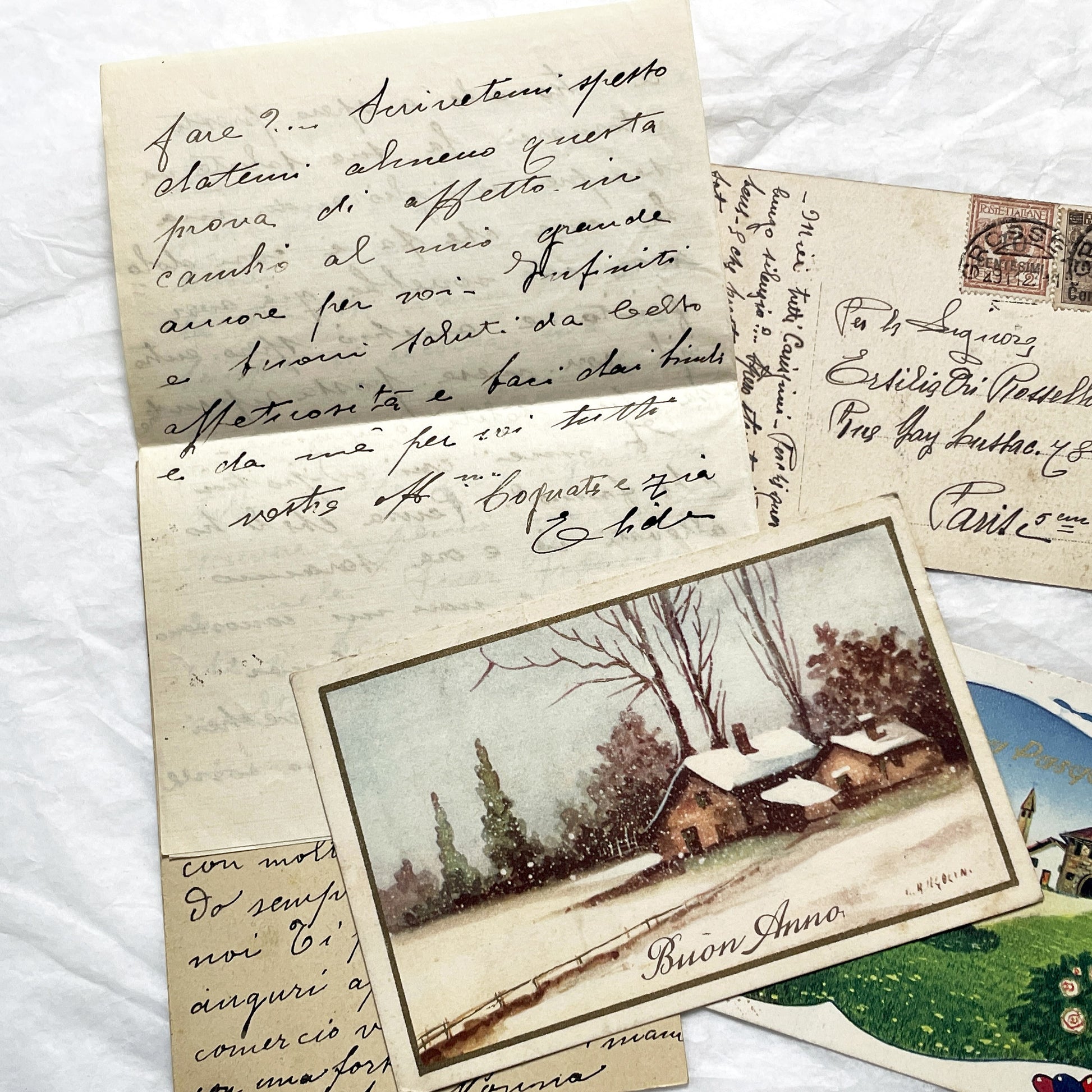 1930s - Vintage Italian Postcards Handwritten Letters - Historic European Correspondence Philately Collector Lot - From Italy to France