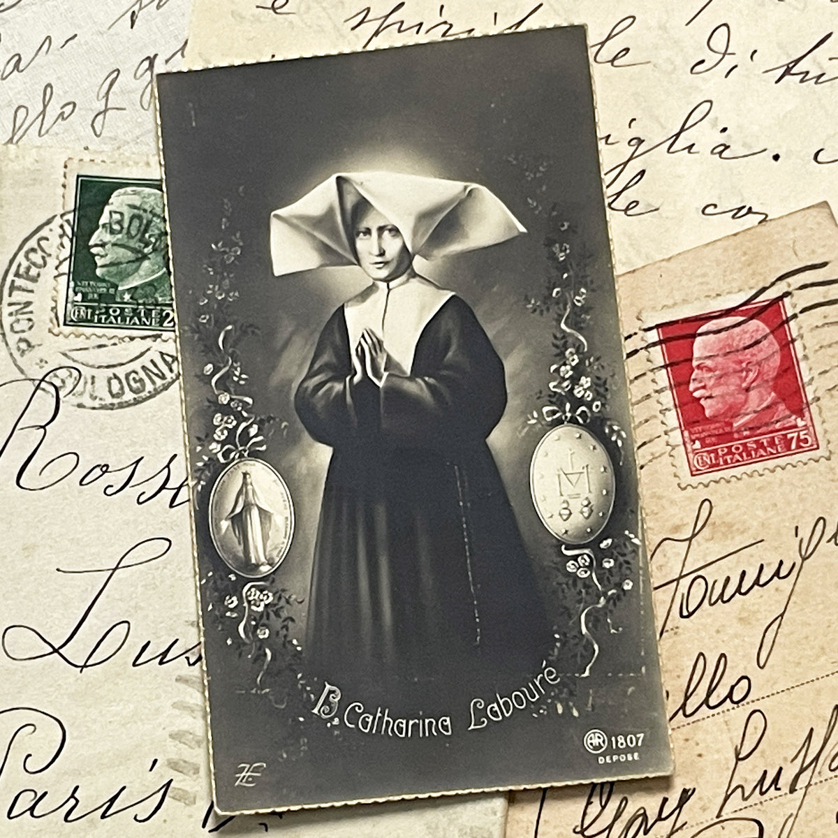 1910s - Antique Italian Ephemera Collection - Handwritten Letters - Vintage Postcards - Old Stamps - From Italy and France