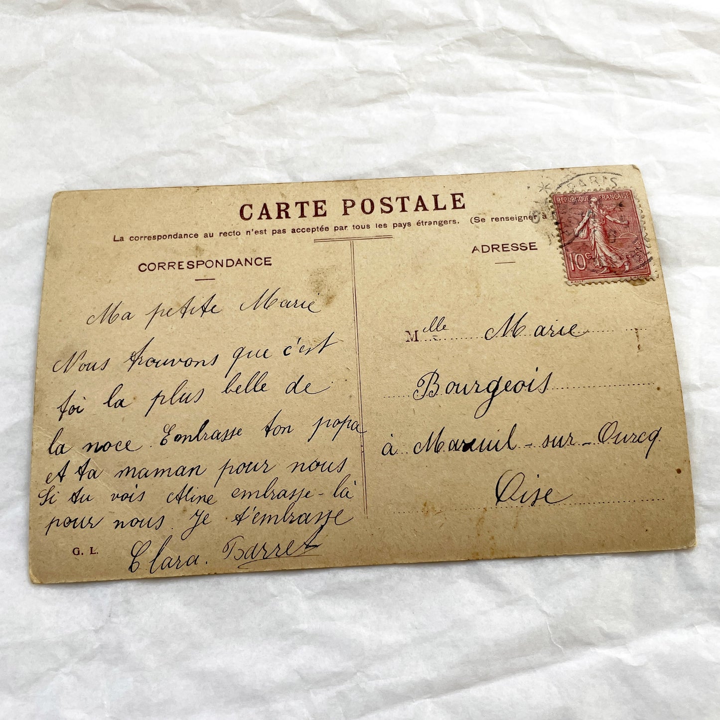 1900s - Antique French Postcard - Playful Child Portrait Photo - Vintage Ephemera Collectible - 'Tiens, Voila Pour Toi!'