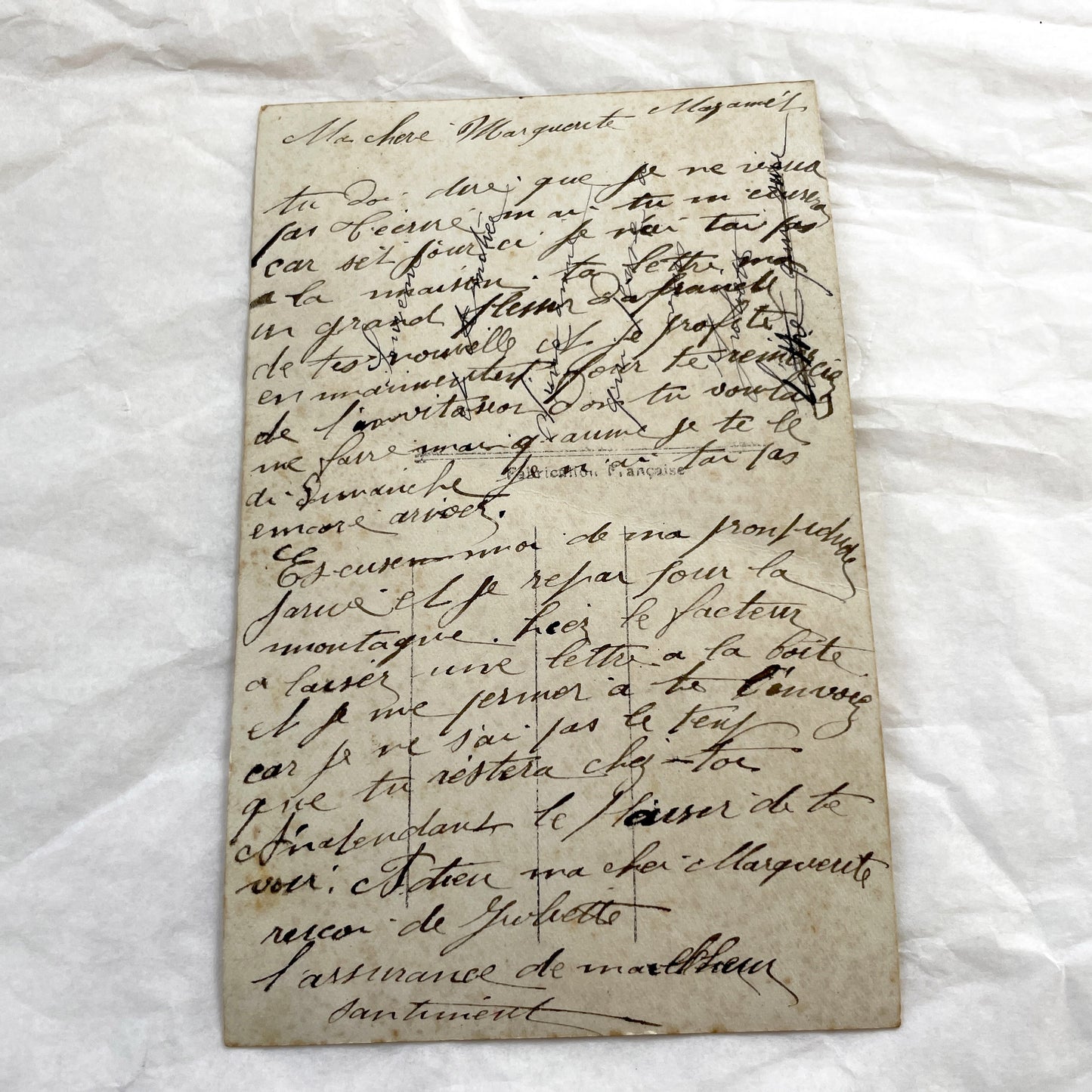 1900s - Antique French Hand-Tinted Postcard - Sepia Portrait Young Woman With Orchid - Vintage French Ephemera - Art Nouveau Style