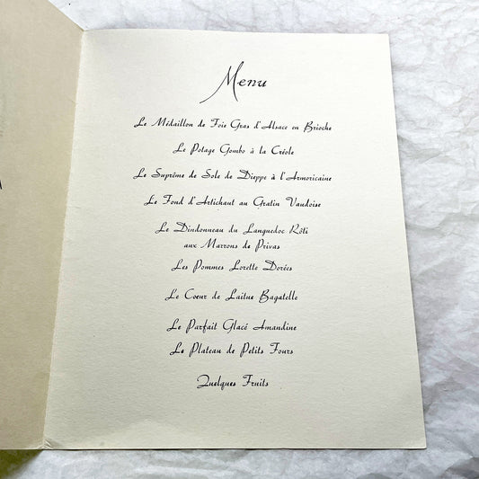 1960s - Vintage French Line Menu from SS Flandre Ship - Gala Dinner New Year's Eve 1961 - Versailles Art Cover - Collectible Ocean Liner