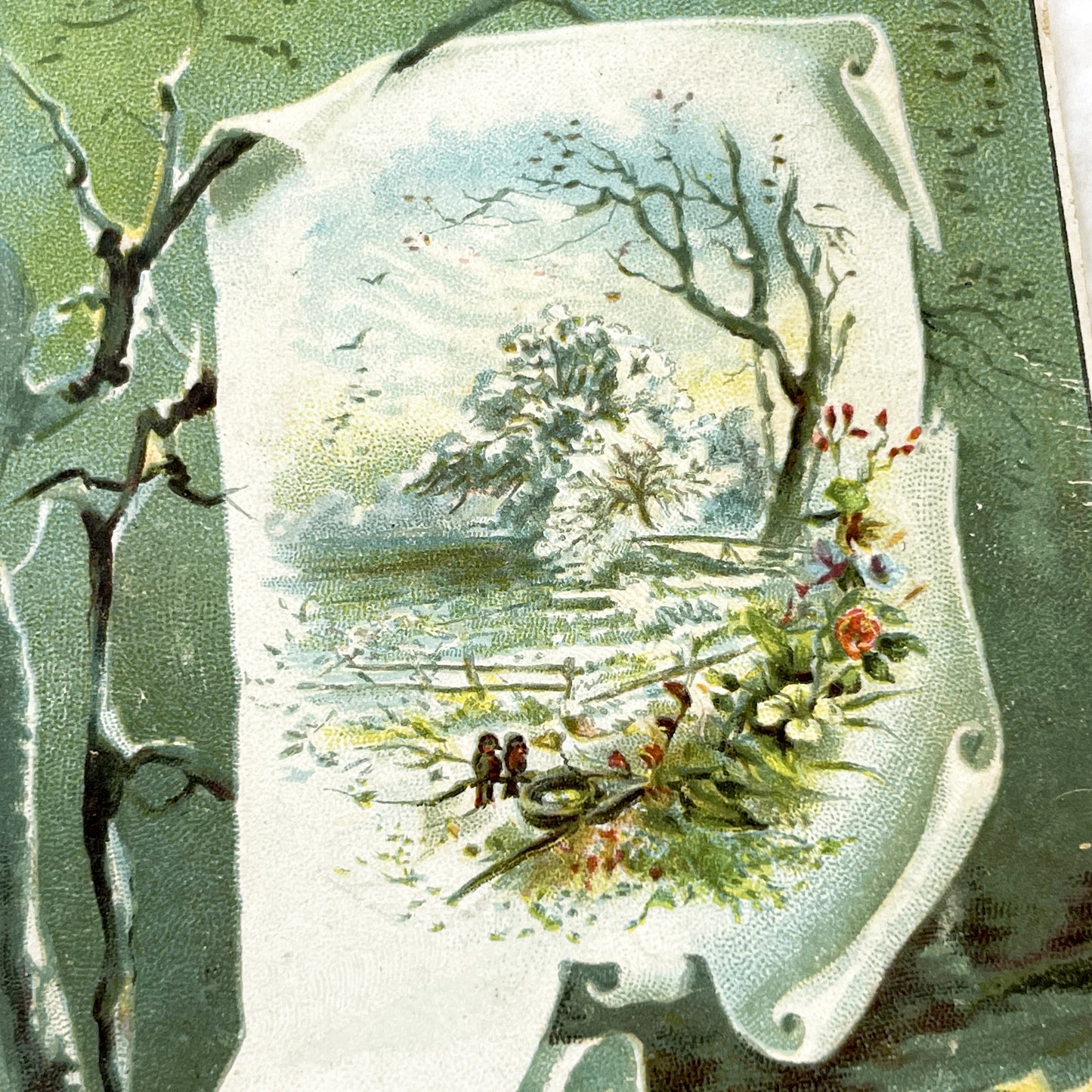 Late 19th Century - Two French Chocolat-Louit Advertising Cards - Winter Scenes Collectible Chromos - Vintage Confectionery Ephemera