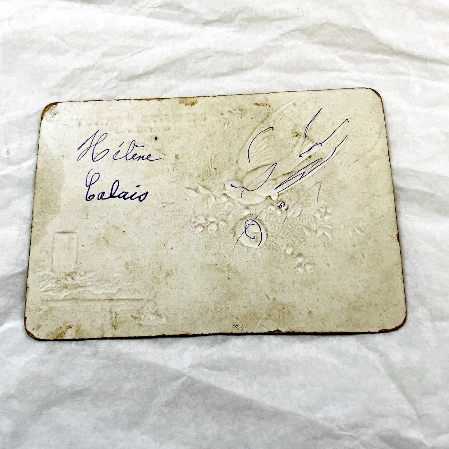 Late 19th - Biscuits Pernot Advertising Card Geneva - Vintage Chromo Trade Card Lake Geneva Swallows Roses - Collectible Ephemera Art