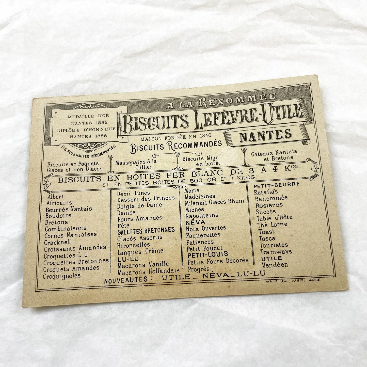 Late 19th Century - French Advertising Chromo Card - Lefevre Utile Biscuit Promotion - Russian Tea Scene - Sailor Boys - Antique Art
