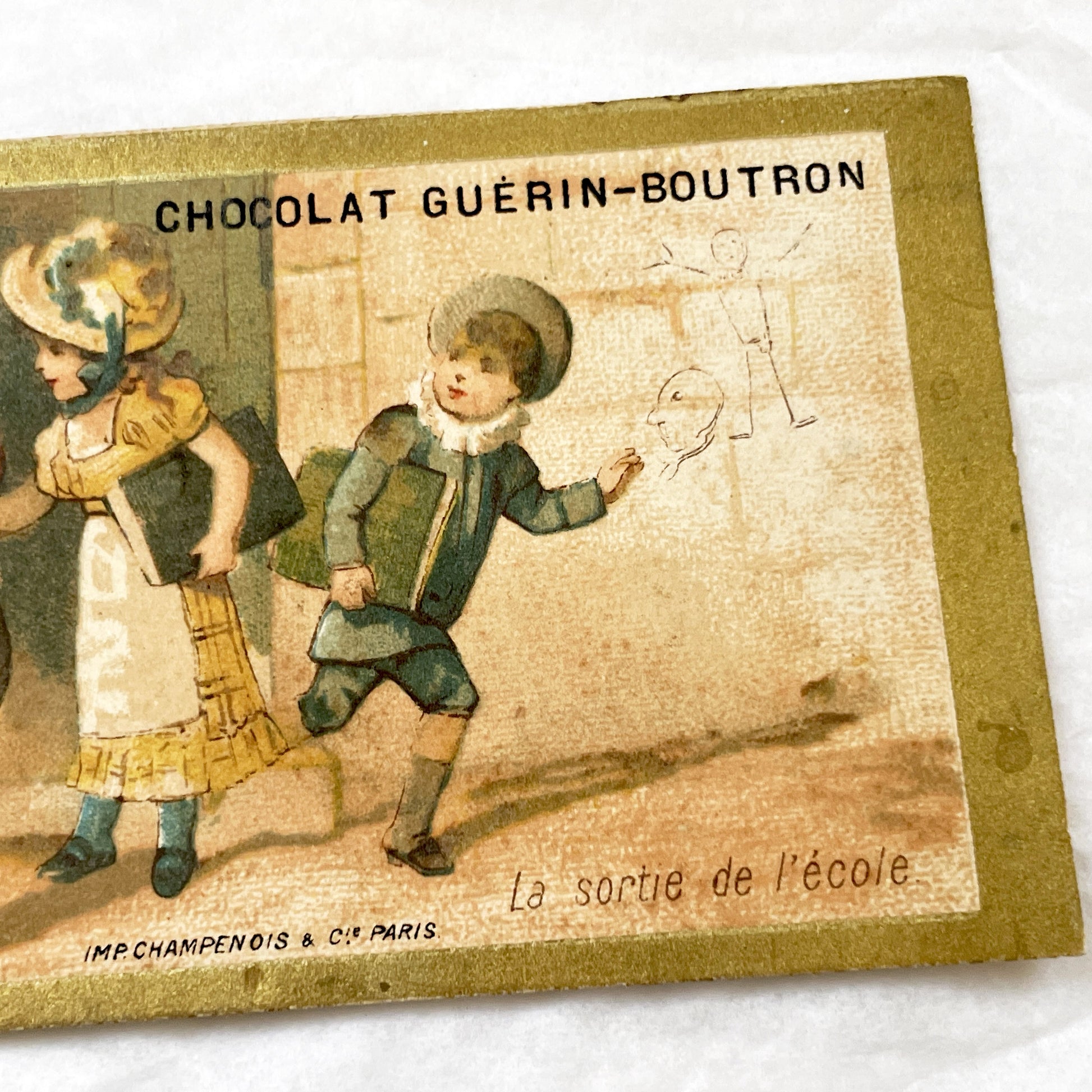 Late 19th Century - Three Advertising Chromos - Guerin-Boutron Chocolate - Children's Daily Life - Antique Ephemera - Lithograph Art