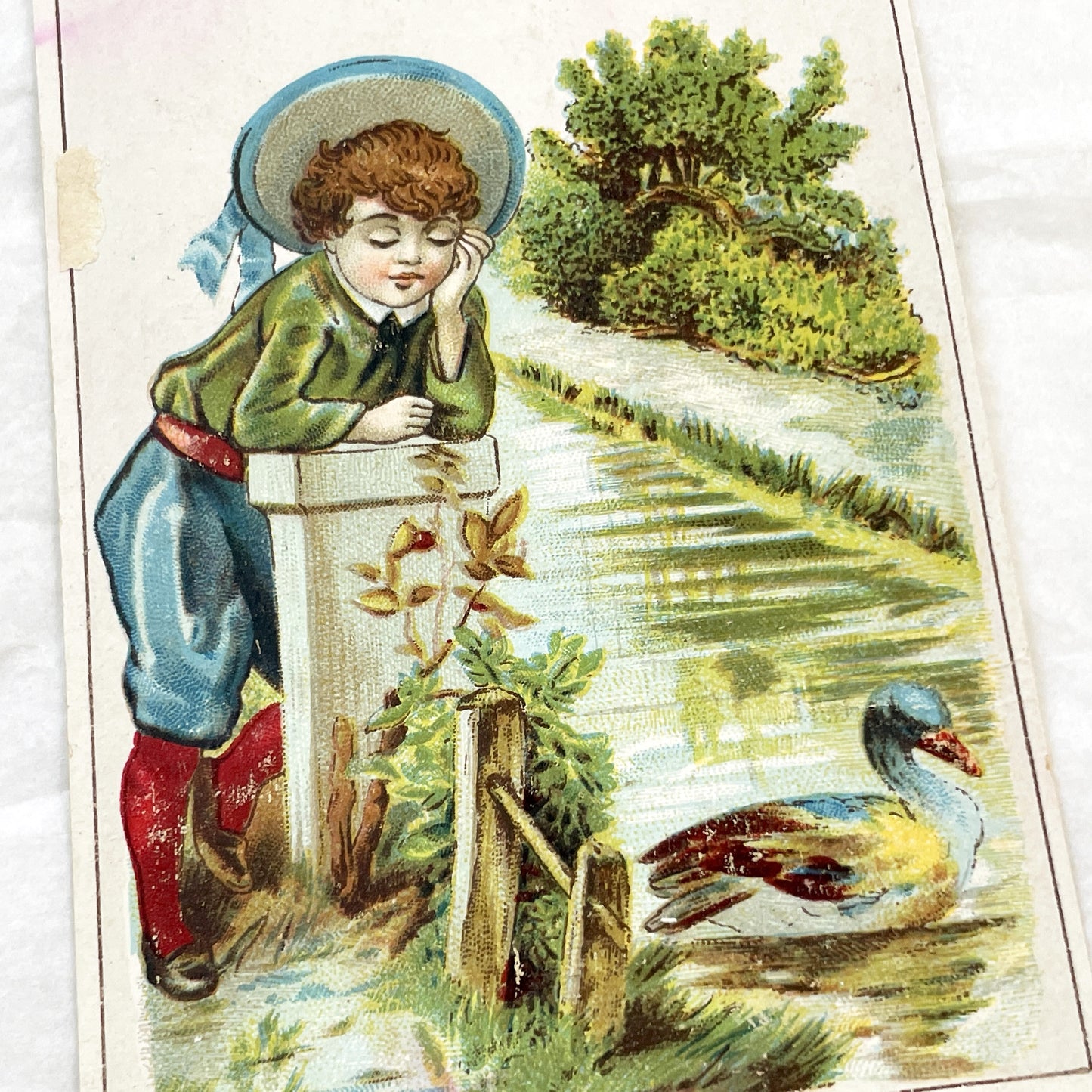 Late 19th - Two Paris Chromo Cards - Vintage French Children Ephemera - Antique Boy Illustrations - Collectible Art Print Set