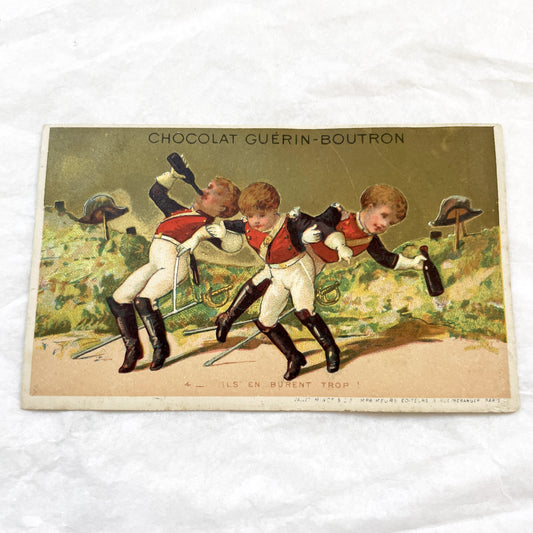 Late 19th Century - French Guerin-Boutron Chocolate Chromos - Napoleonic Child Soldiers Advertising Card Set - Vintage French Ephemera Decor