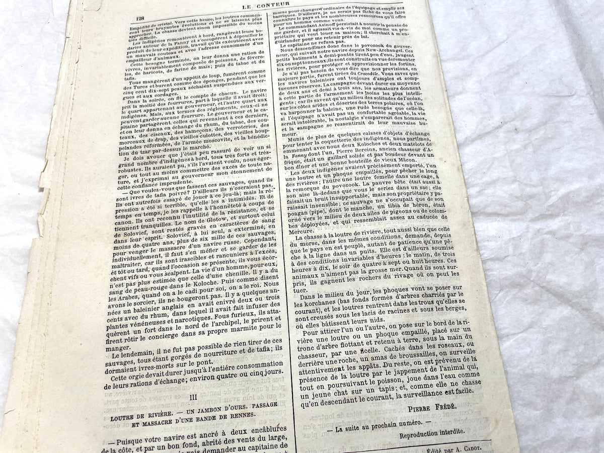 1880s French newspaper 'Le Conteur' issue from April 30, 1881, featuring a detailed front-page engraving.
