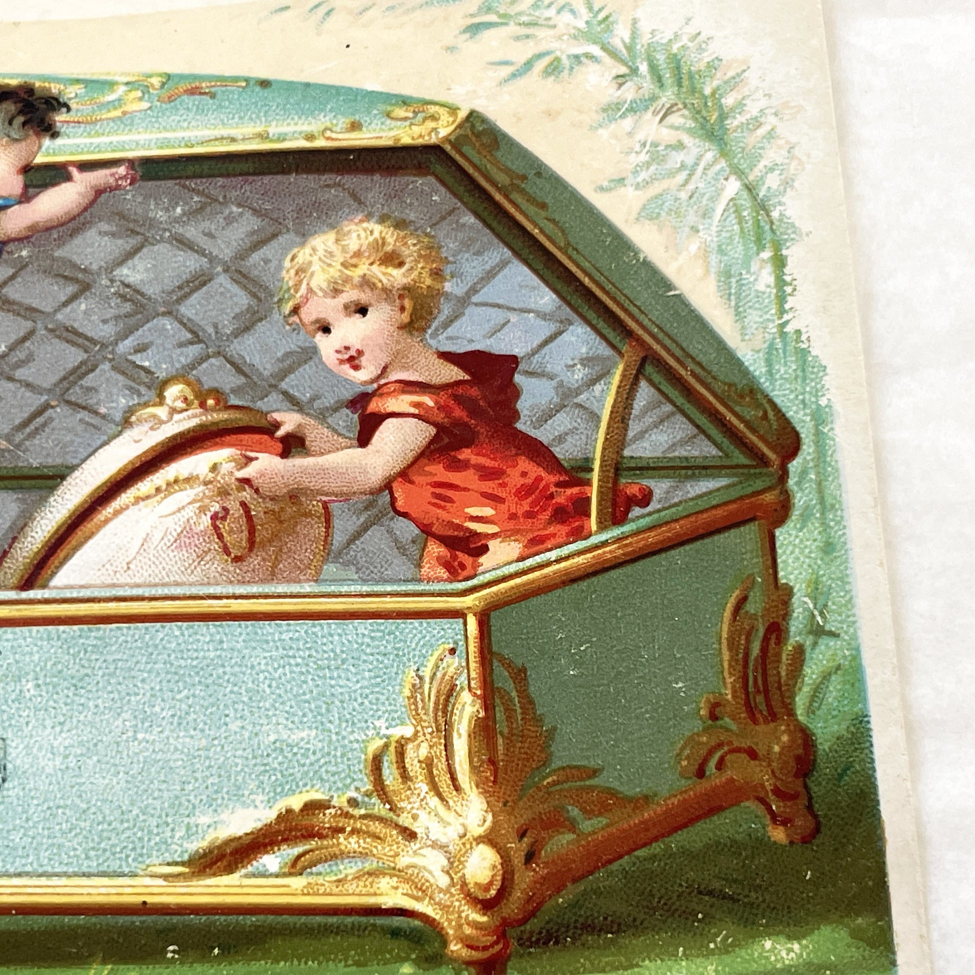 Late 19th - Parisian Advertising Card - Palais Royal - Elegant Cherubs - Vintage French Trade Card - Antique Chromo Lithograph - Collectible