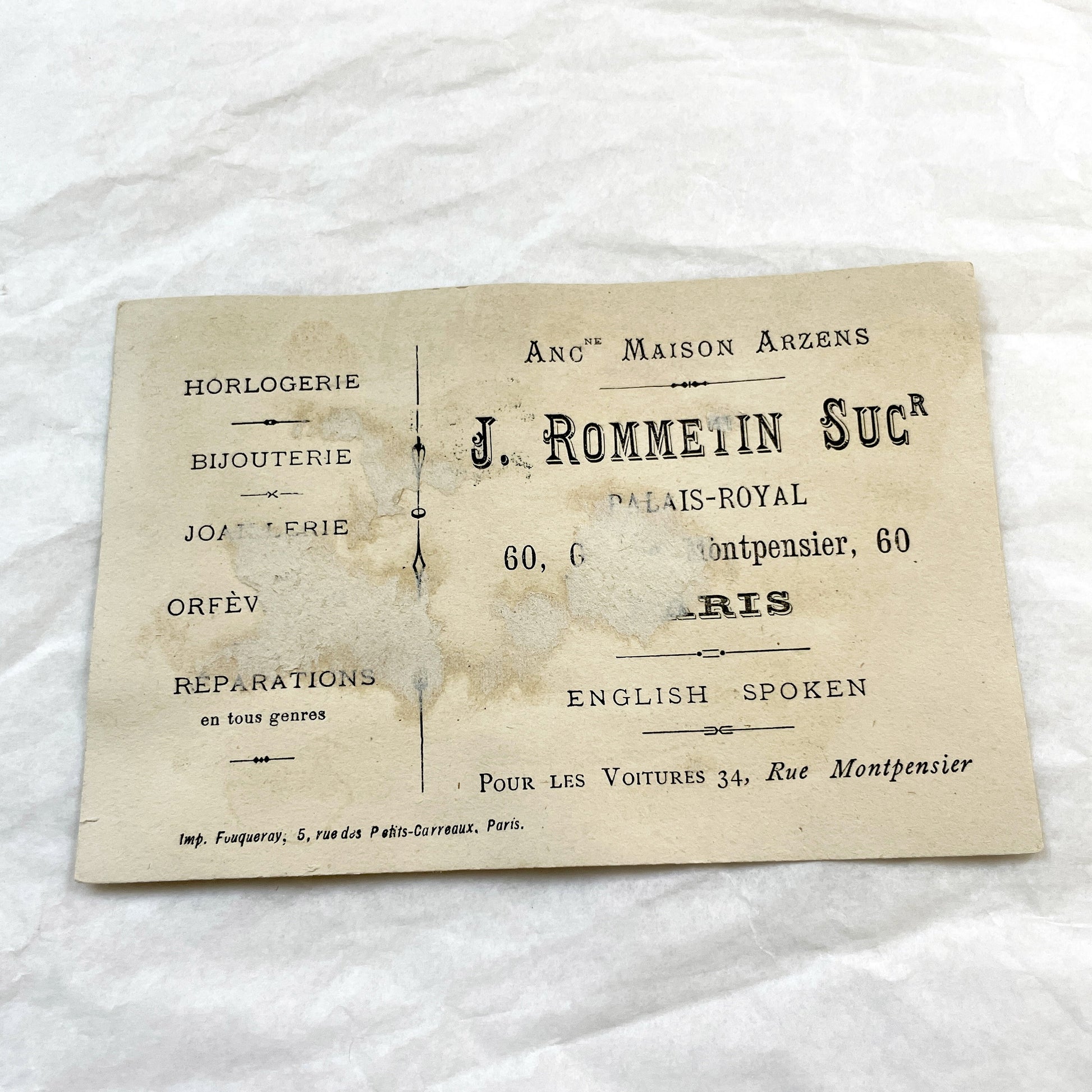 Late 19th - Parisian Advertising Card - Palais Royal - Elegant Cherubs - Vintage French Trade Card - Antique Chromo Lithograph - Collectible