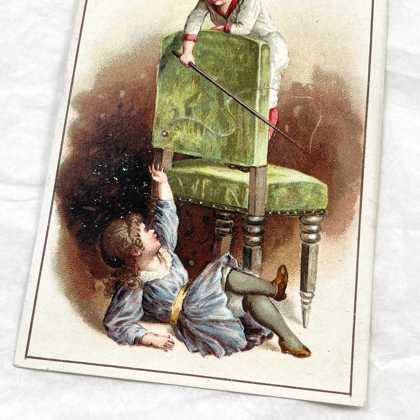 Late 19th - Vintage Chromo Card - Charming Children Illustration - Antique Nursery Decor - Victorian Era Art Print - Collectible Ephemera