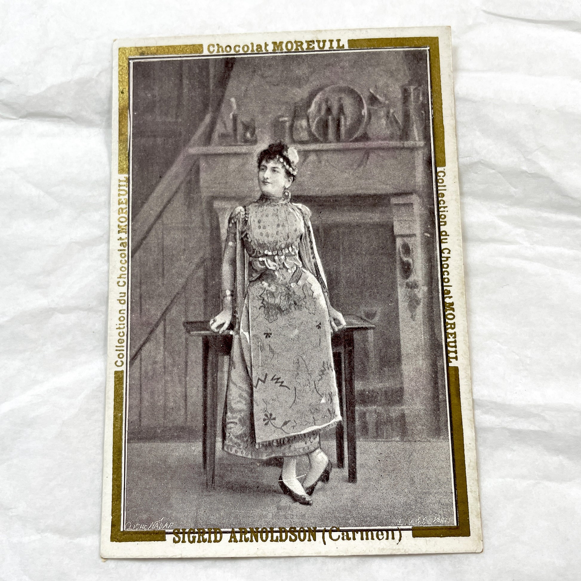 Late 19th - Six French Chocolat Moreuil Trade Cards - Belle Epoque Actresses - Sarah Bernhardt - Rosita Mauri - Set of Six Collectibles