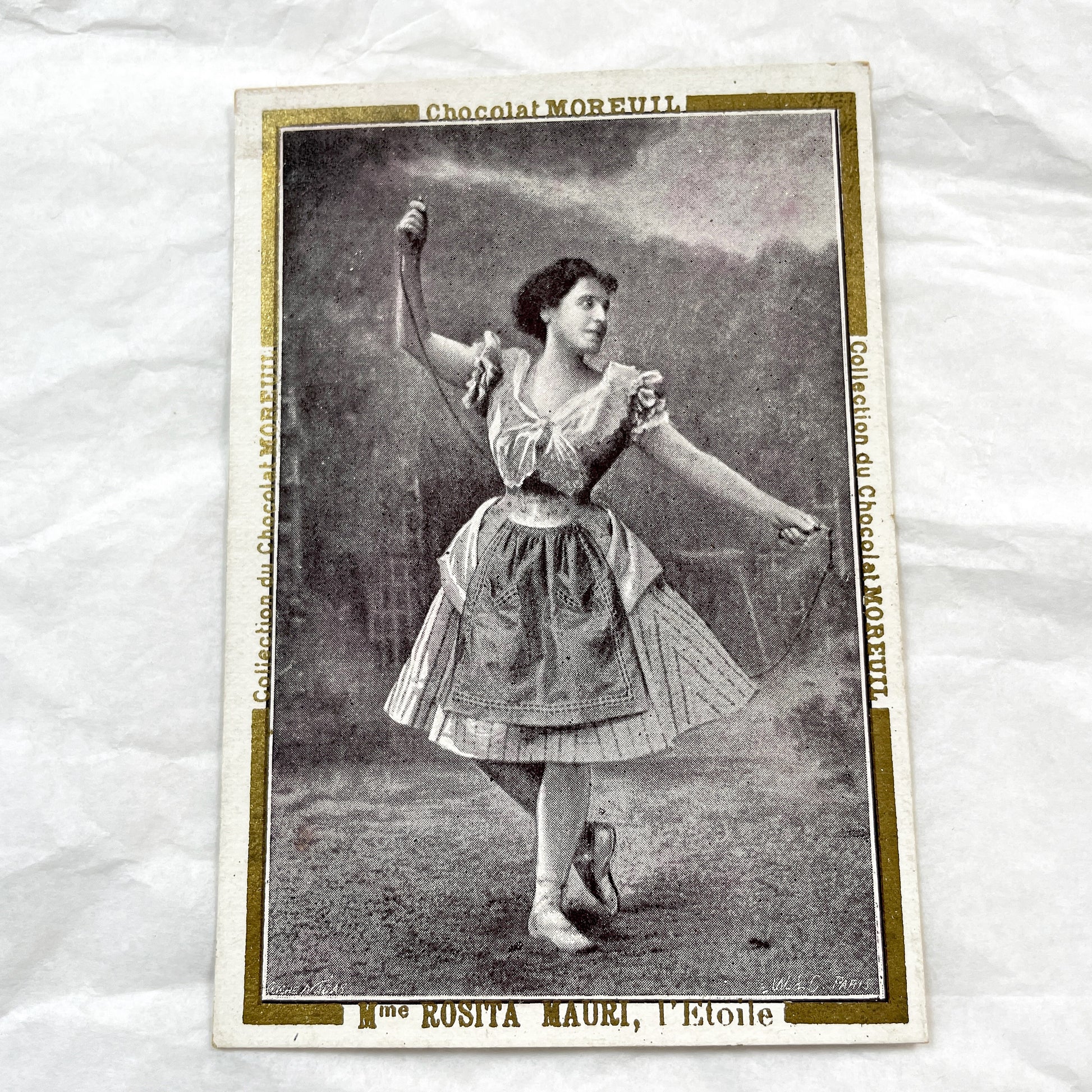 Late 19th - Six French Chocolat Moreuil Trade Cards - Belle Epoque Actresses - Sarah Bernhardt - Rosita Mauri - Set of Six Collectibles