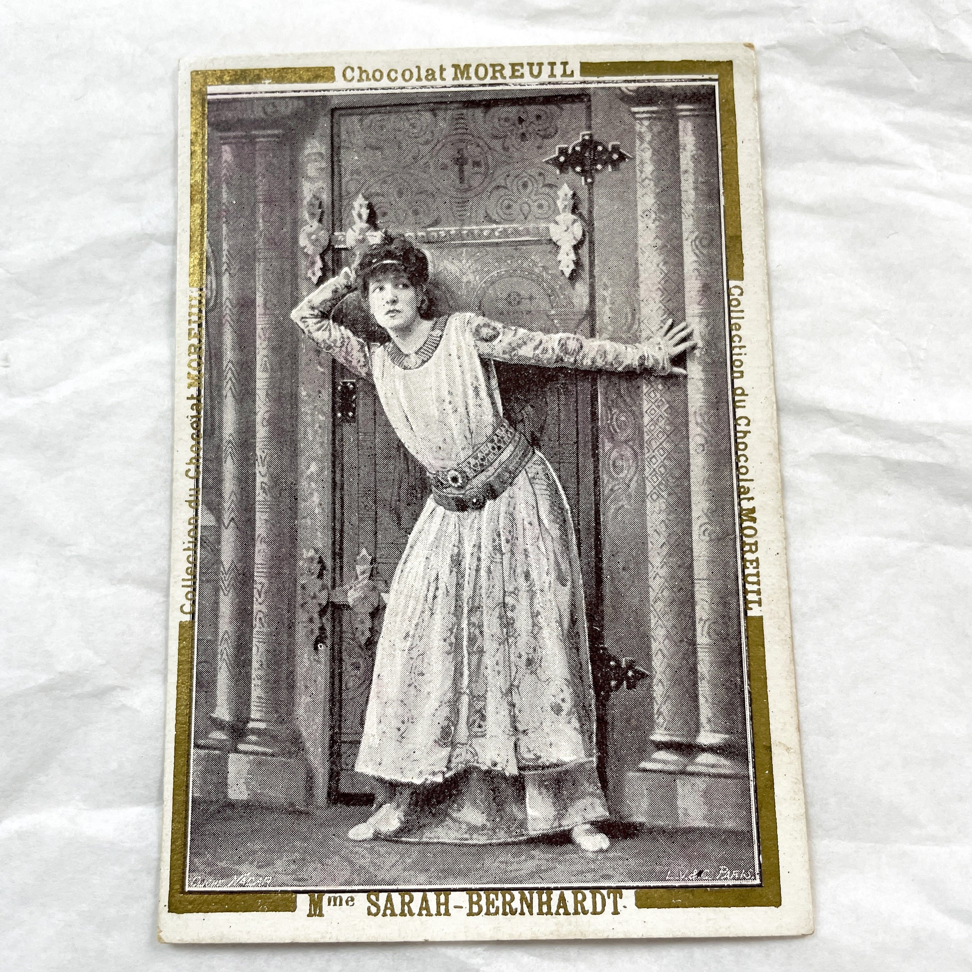 Late 19th - Six French Chocolat Moreuil Trade Cards - Belle Epoque Actresses - Sarah Bernhardt - Rosita Mauri - Set of Six Collectibles