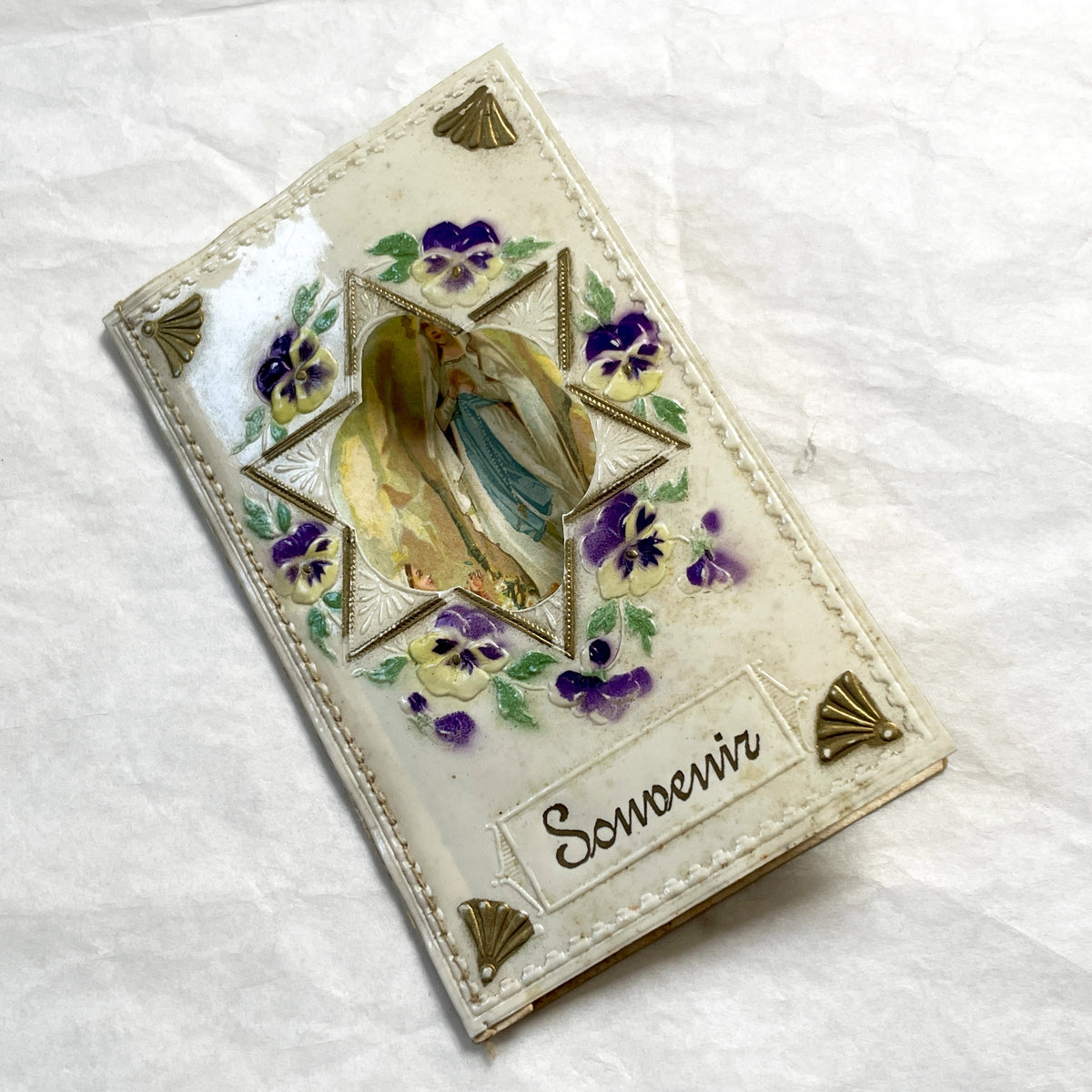 1900s - Antique Devotional Booklet Lourdes Madonna - Souvenir Prayer Book - French Catholic Pilgrim Memorabilia - Religious Art Prayer