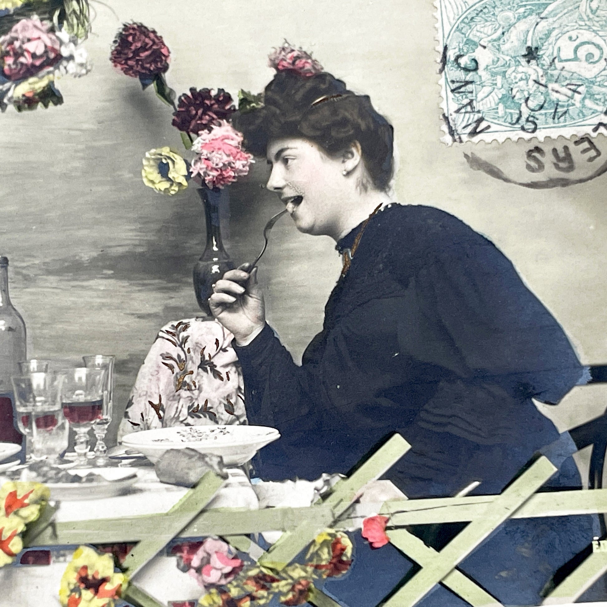 1900s - Antique French Déjeuner Champêtre Postcard - Nancy 1905 Postmark - Belle Epoque Ephemera - Collectible