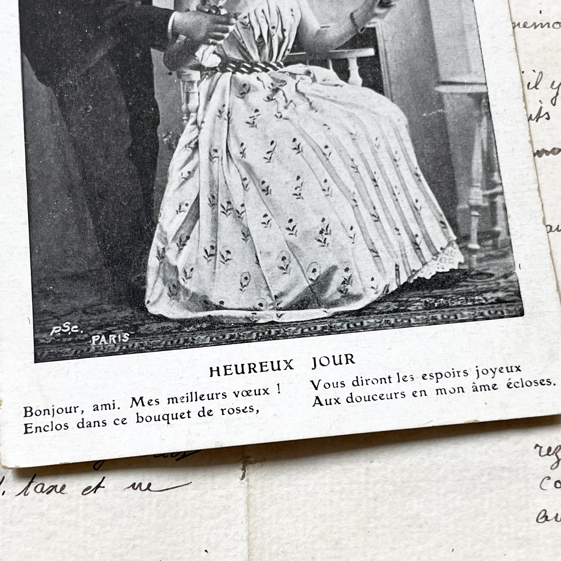 1900s - French Postcard - Romantic Belle Époque Couple - Antique Love Photo - Old Ephemera - Nostalgic Paper Art Collection