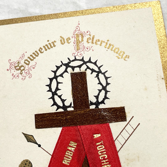 Late 19th - Religious Pilgrimage Souvenir Card - Holy Shroud of Cadouin Relic Card - Antique Catholic Memorabilia - France