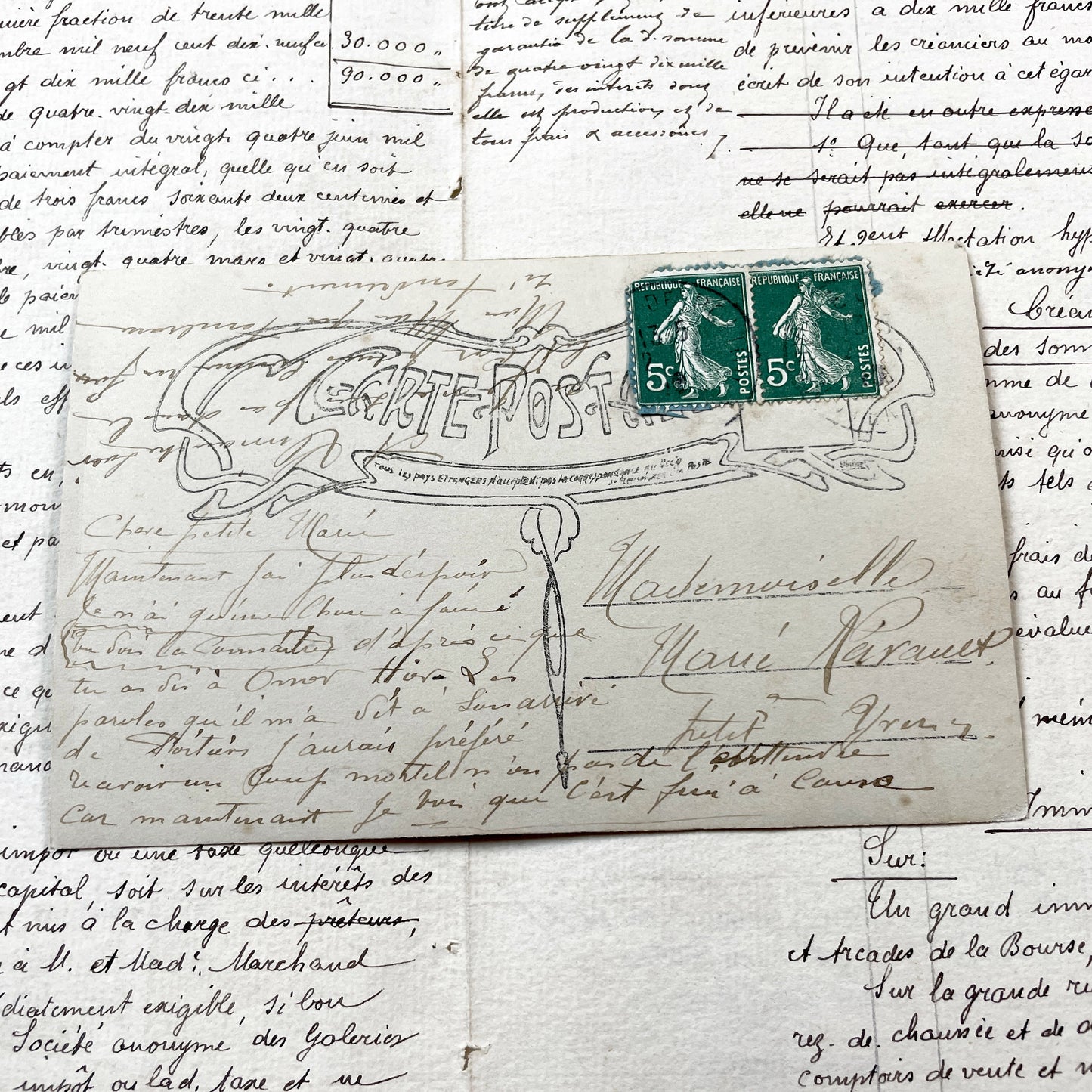 1900s - Romantic Edwardian Postcard - Tinted Courting Scene - Vintage French Love Ephemera - Antique Art Nouveau Sentimental Print - Romance