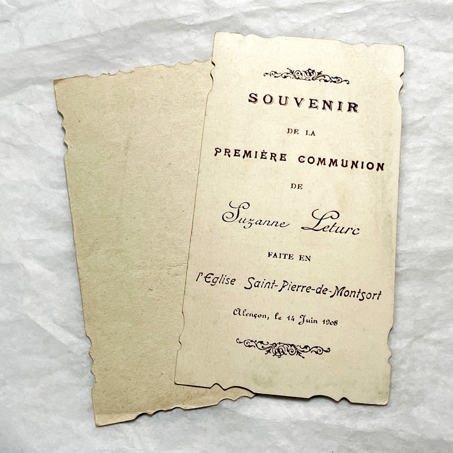 1900s - 2 Antique French Religious Cards - First Communion Souvenir - Virgin Mary Assumption - Sacred Art Ephemera for Collectors